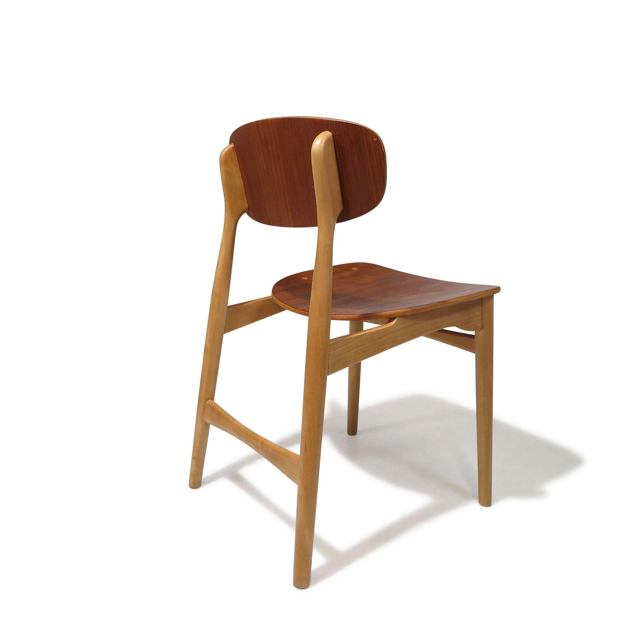 20th Century Eight Jens Hjorth Beech and Teak Mid-century Danish Dining Chairs For Sale