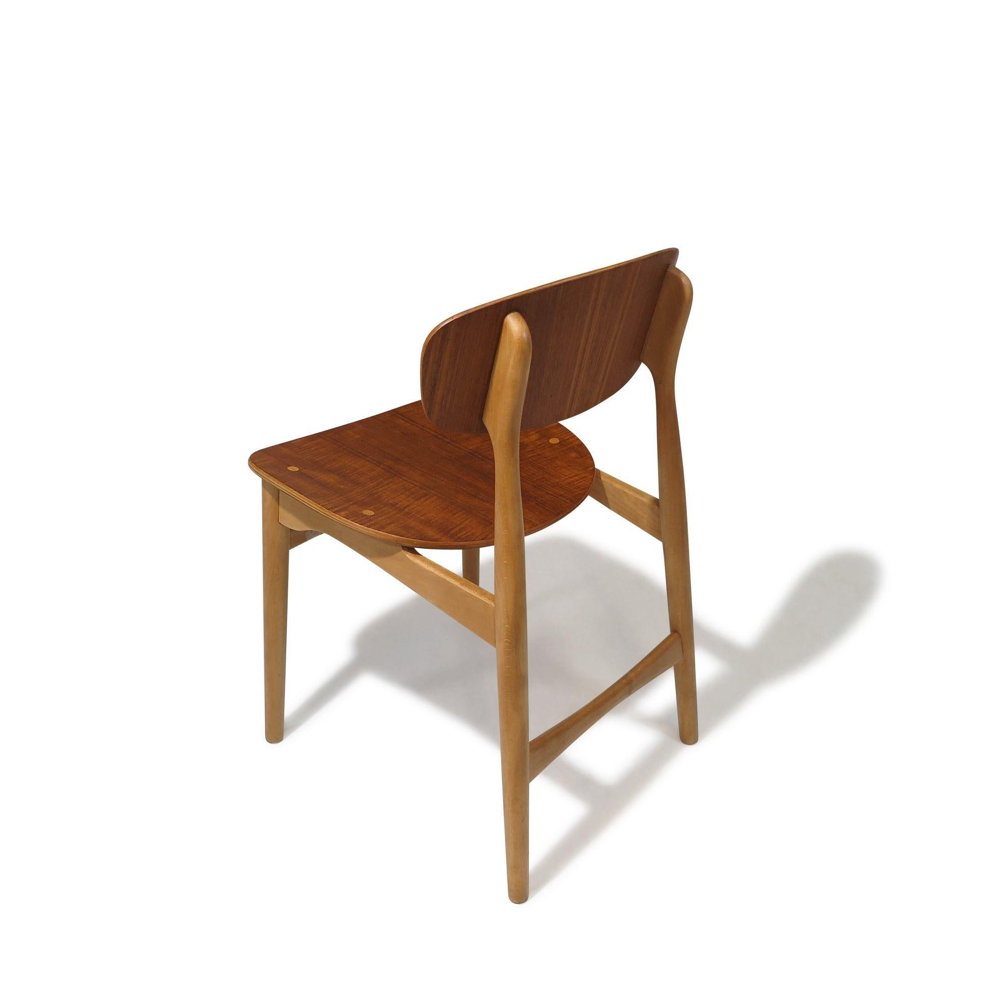 Eight Jens Hjorth Beech and Teak Mid-century Danish Dining Chairs For Sale 2
