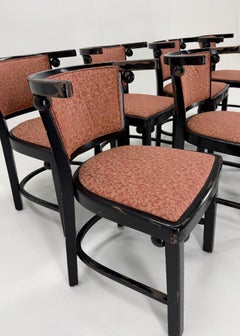 Eight Josef Hoffmann "Fledermaus" Dining Chairs for Thonet.  Original, 1930s.