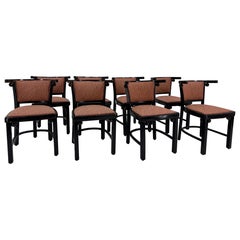 Eight Josef Hoffmann "Fledermaus" Dining Chairs for Thonet.  Original, 1930s.