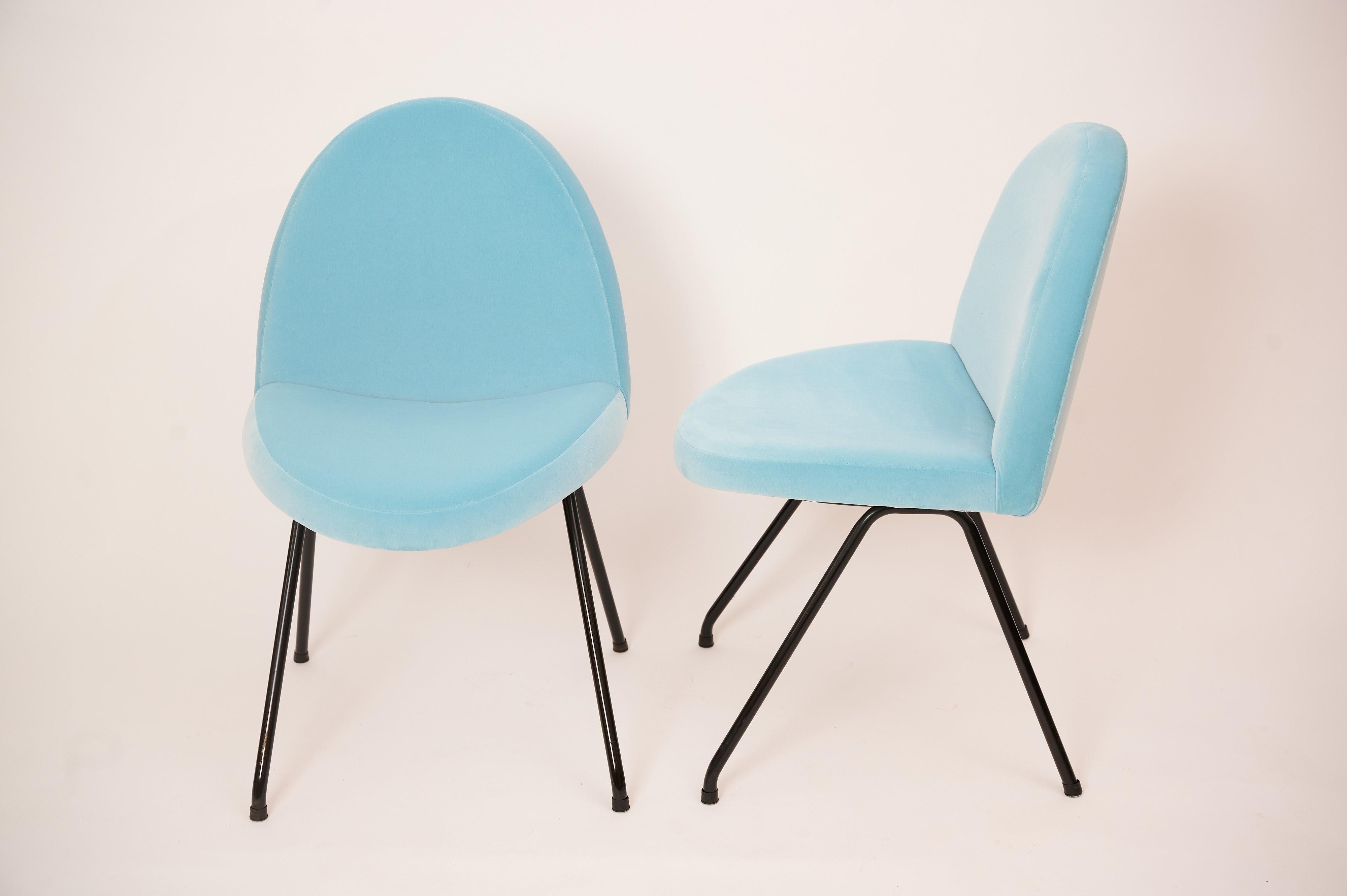 Metal Eight Joseph-Andre Motte 'Tongue' Chairs for Steiner, France C1954