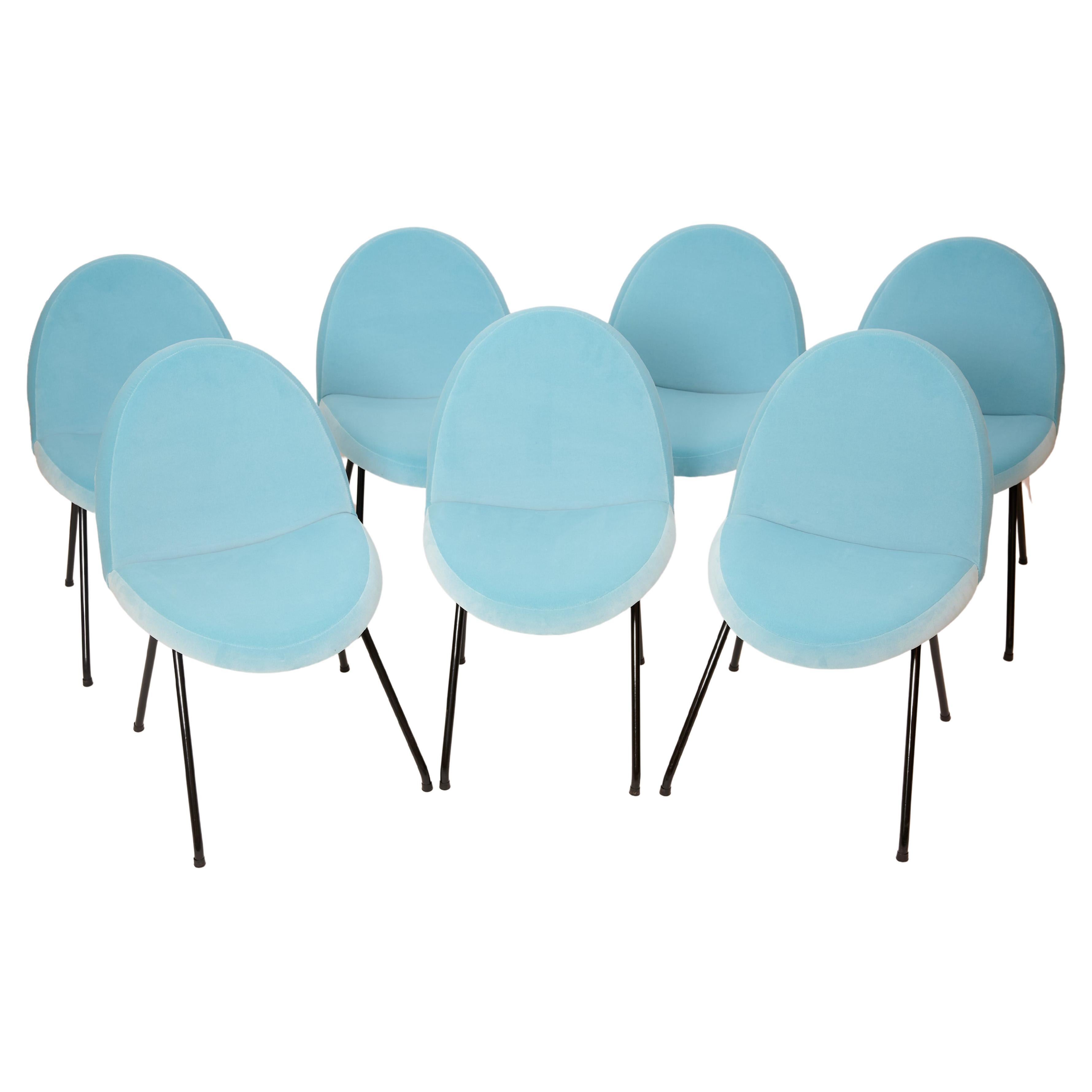 Eight Joseph-Andre Motte 'Tongue' Chairs for Steiner, France C1954