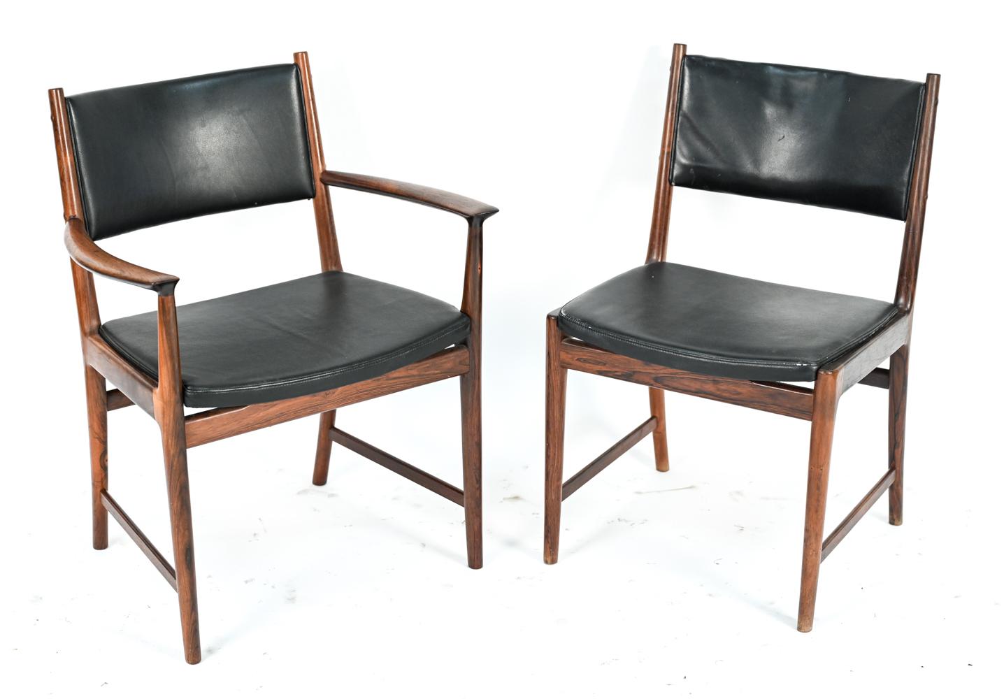 Leather Eight Kai Lyngfeldt Larsen for SW Mobler Side/Dining Chairs