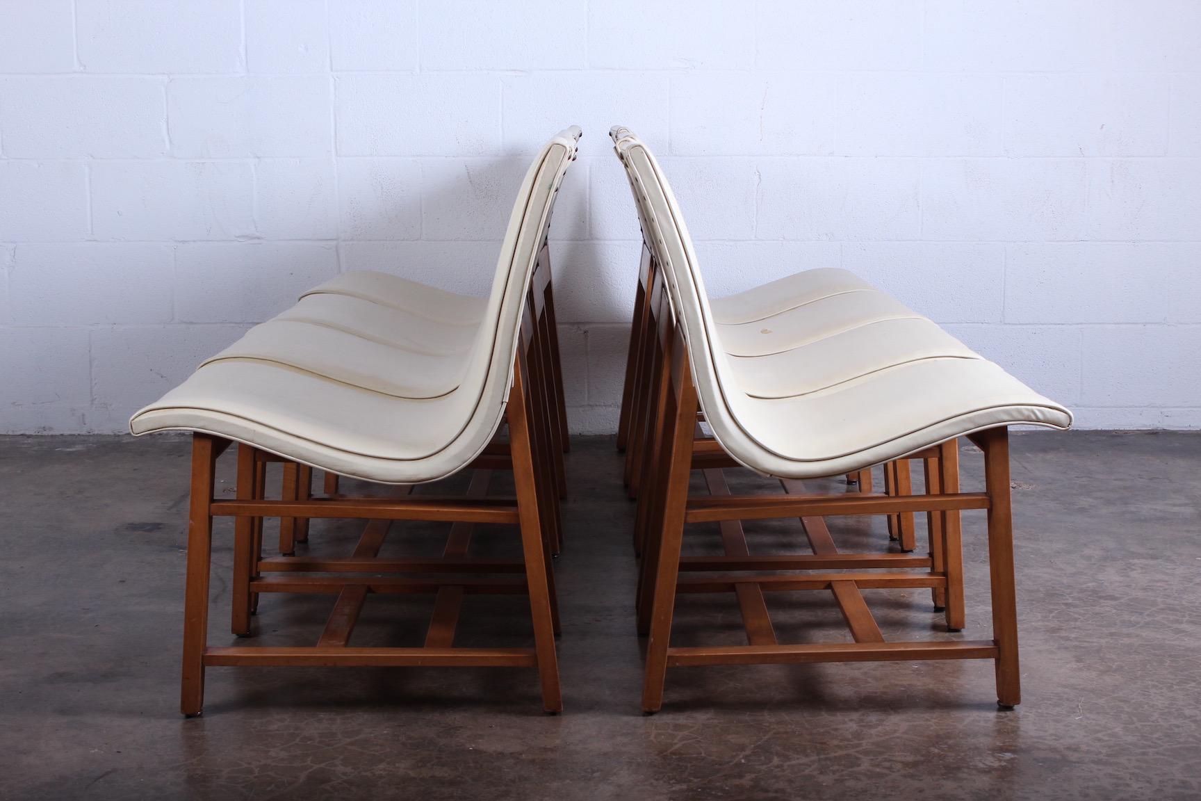 A rare set of eight chairs by Charles Eames and Eero Saarinen for the Kleinhans Music Hall, Buffalo, 1939. 

The Kleinhans music hall chair is an early collaboration by Charles Eames and Eero Saarinen involving molded plywood. Developed at the