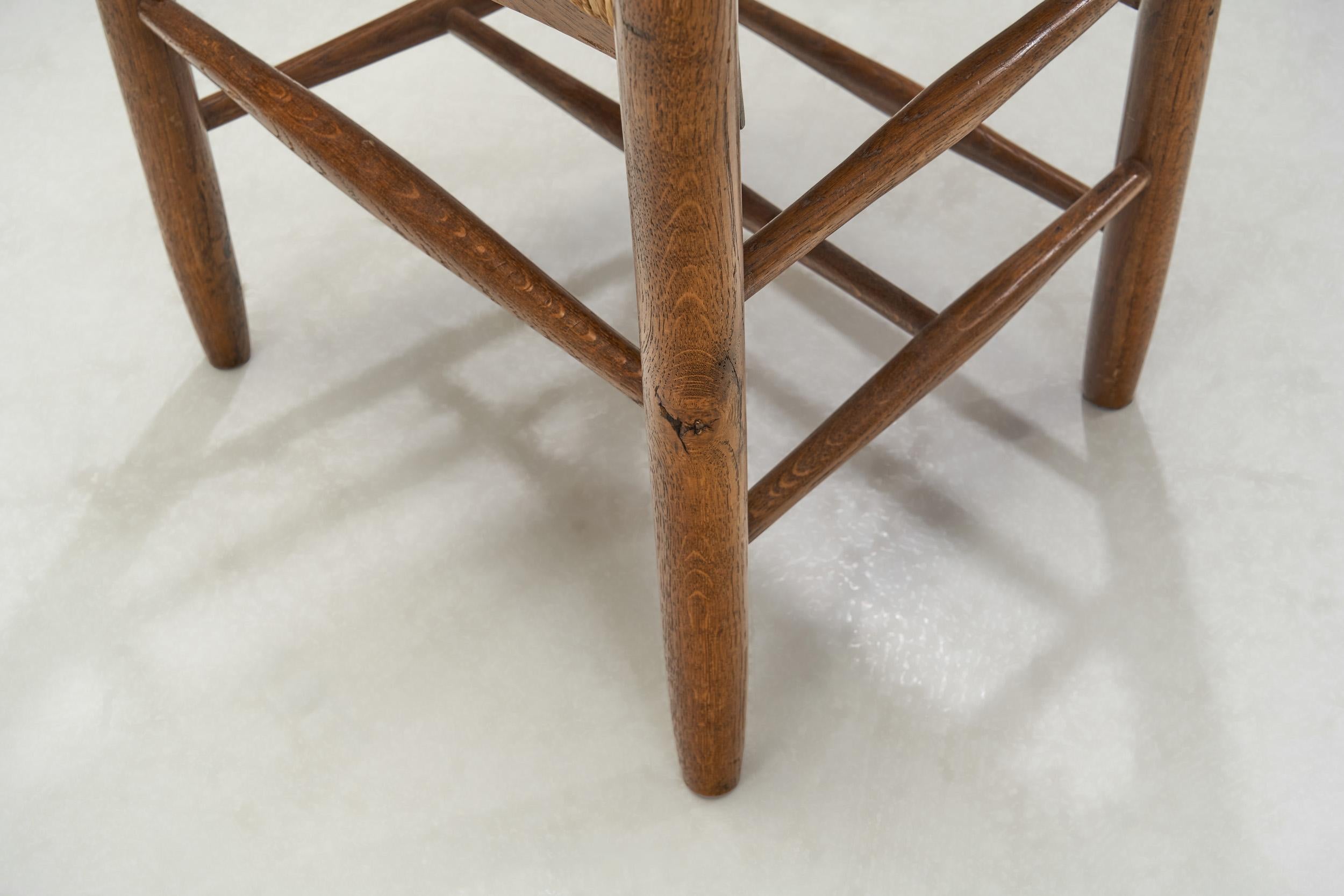 Eight Ladderback Dining Chairs with Rush Seats, Europe late 20th century For Sale 8