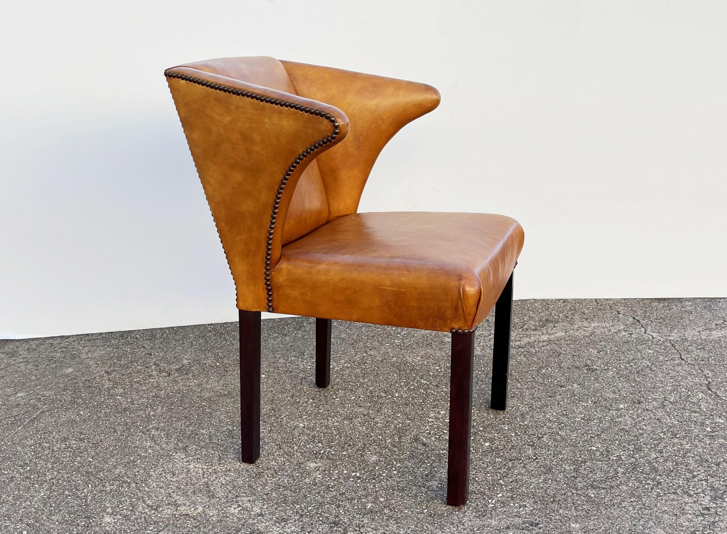Eight Leather Dining Chairs Attributed to Frits Henningsen In Good Condition For Sale In Dallas, TX