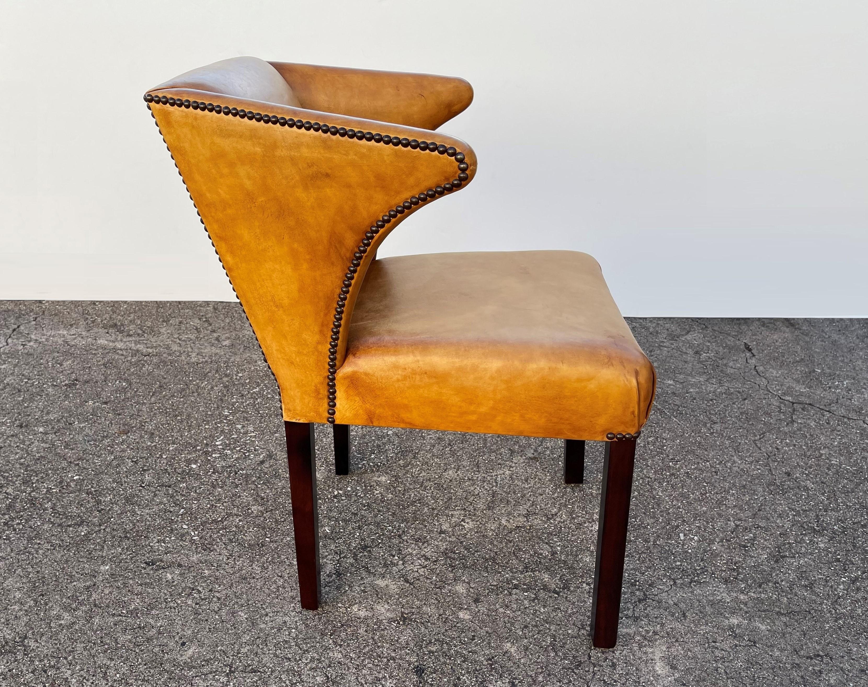 Mid-20th Century Eight Leather Dining Chairs Attributed to Frits Henningsen For Sale