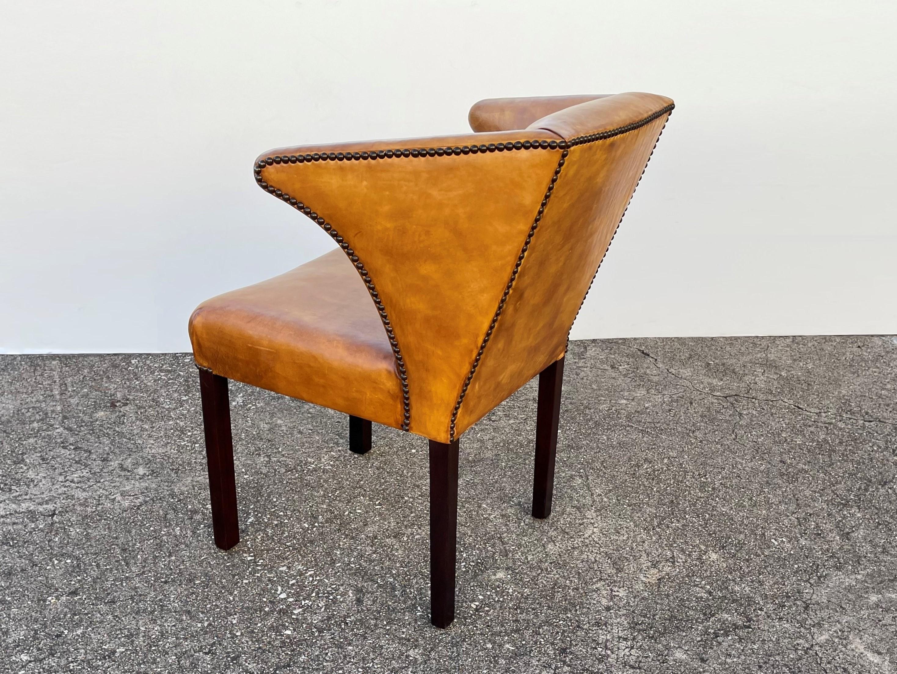 Eight Leather Dining Chairs Attributed to Frits Henningsen For Sale 1