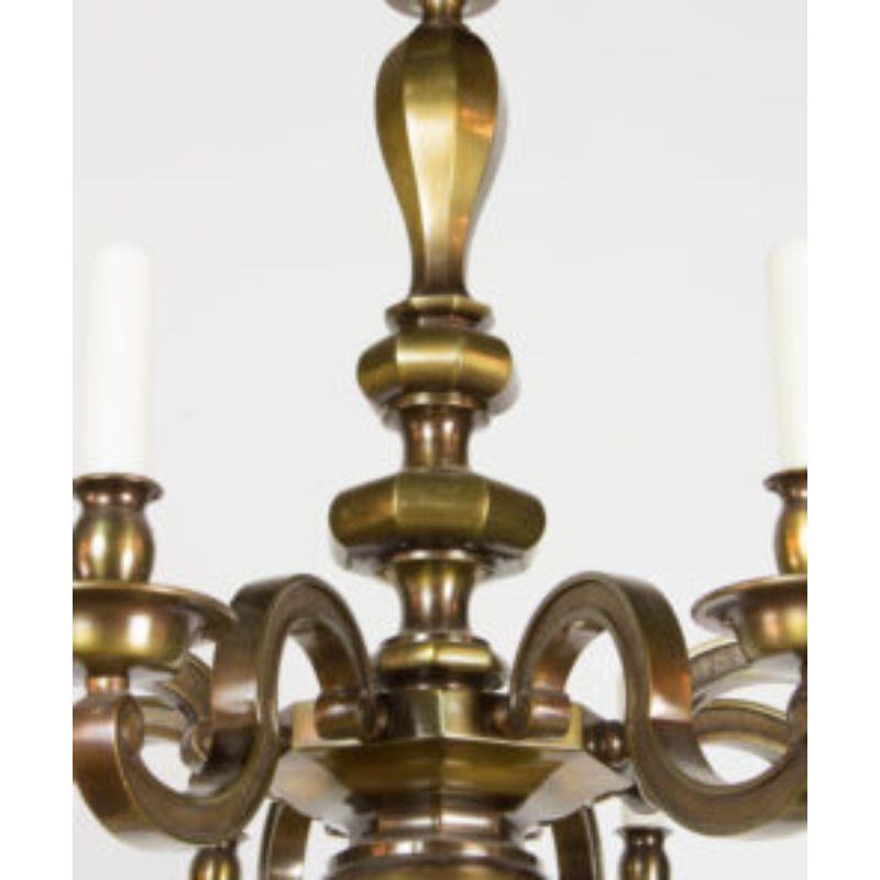 European Eight Light Antique Brass Chandelier For Sale