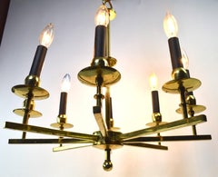 Eight-Light Brass Spoke Chandelier