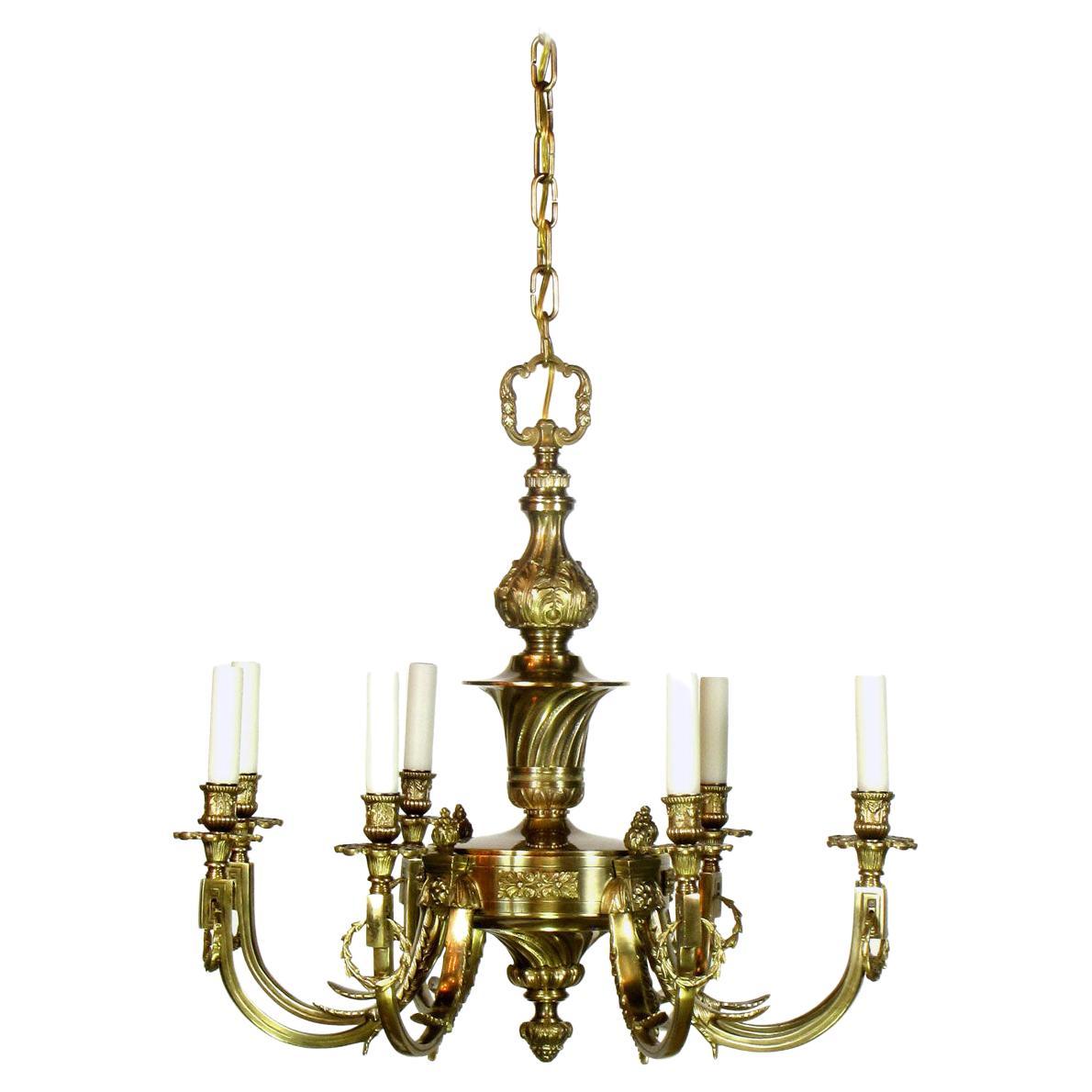 Antique Eight Light Brass Chandelier at 1stDibs