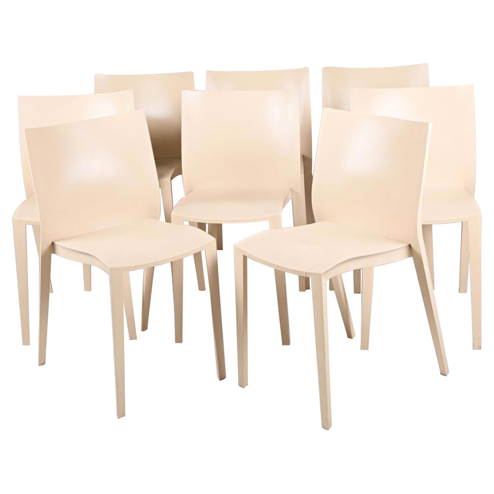 Eight Light Cream Color Plastic Chairs Slick Slick by Philippe Starck For Sale
