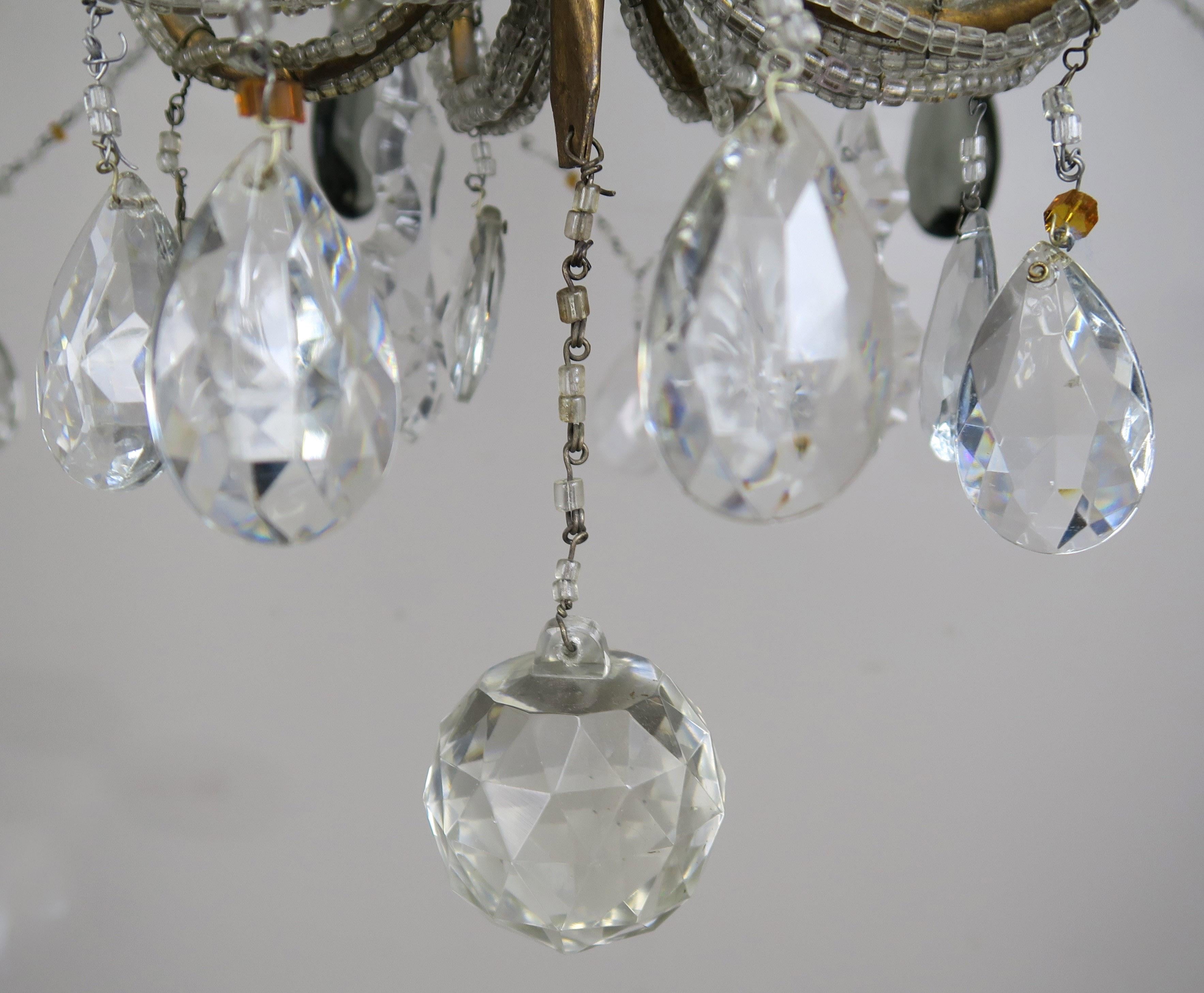 Eight Light Italian Crystal Beaded Chandelier with Smokey Drops For Sale 3