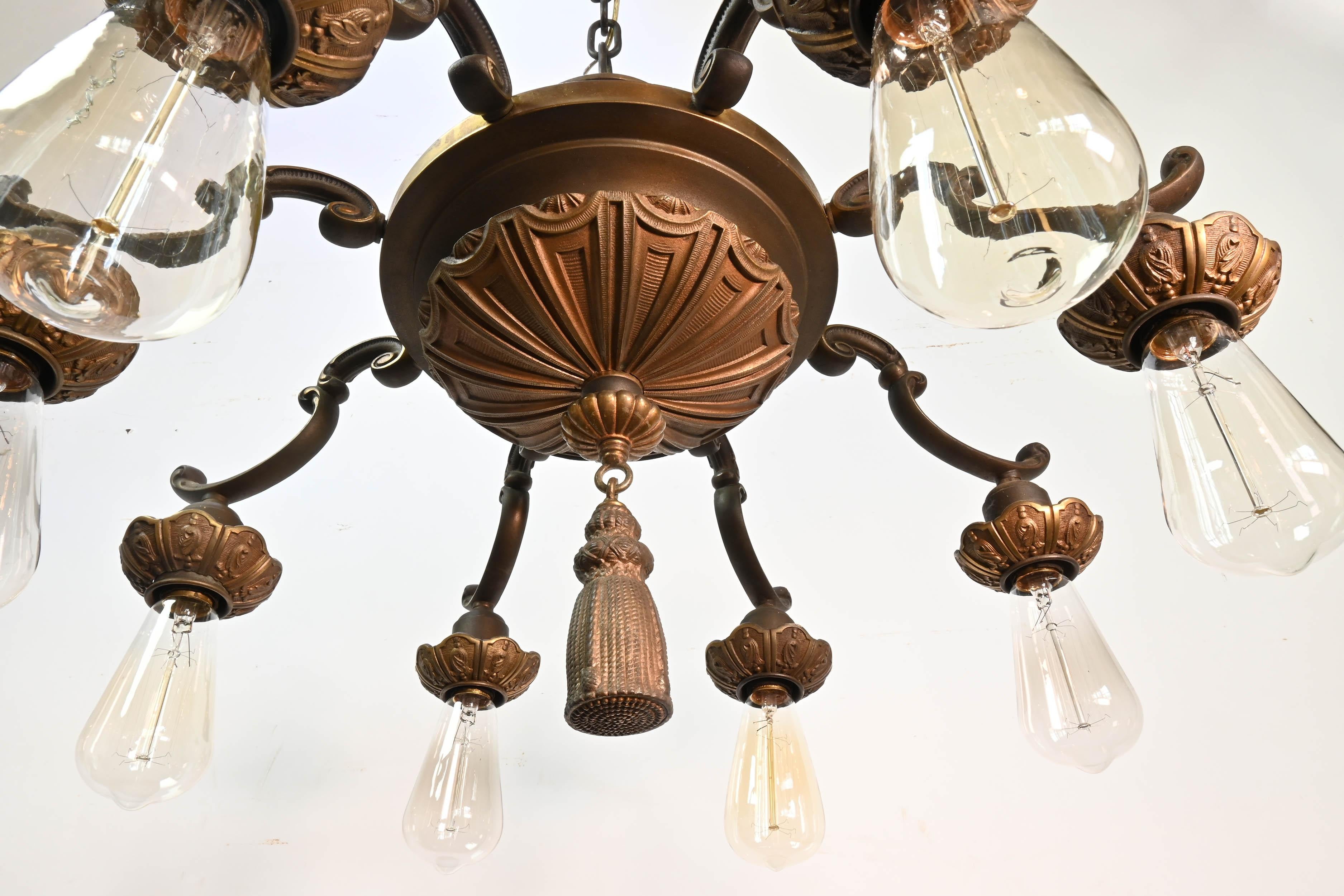 American Classical Eight-Light Octopus Chandelier For Sale