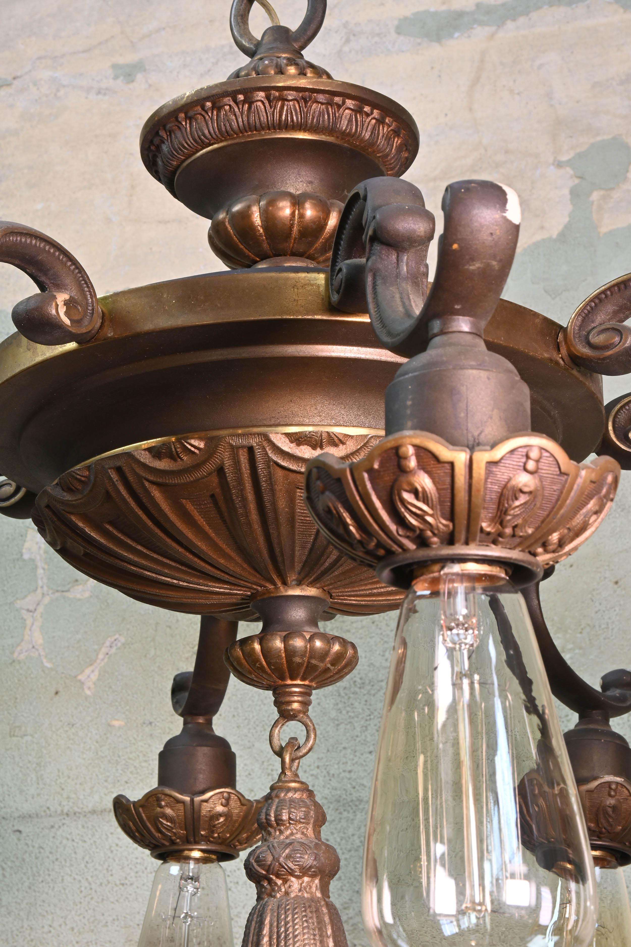 20th Century Eight-Light Octopus Chandelier For Sale
