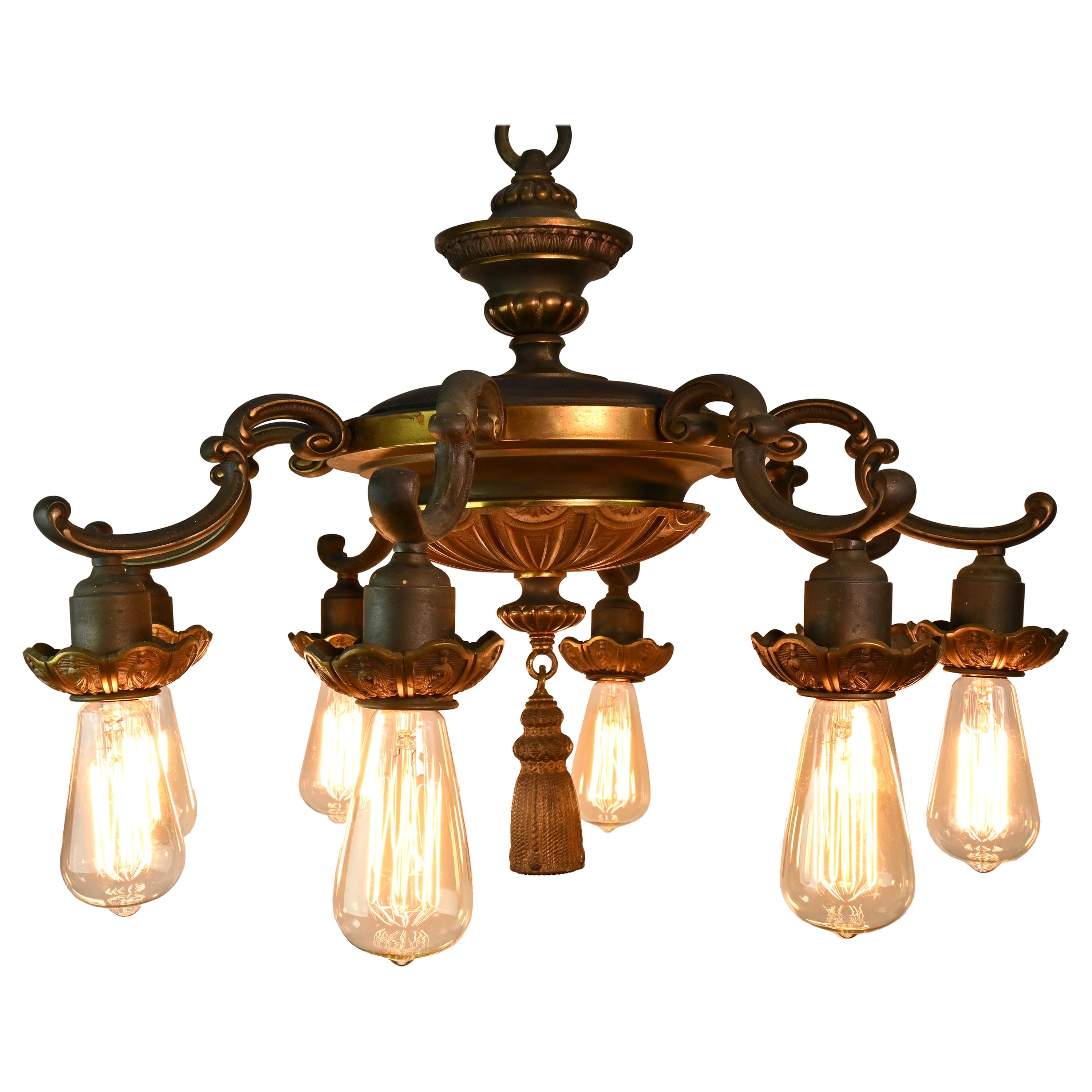 Eight-Light Octopus Chandelier For Sale