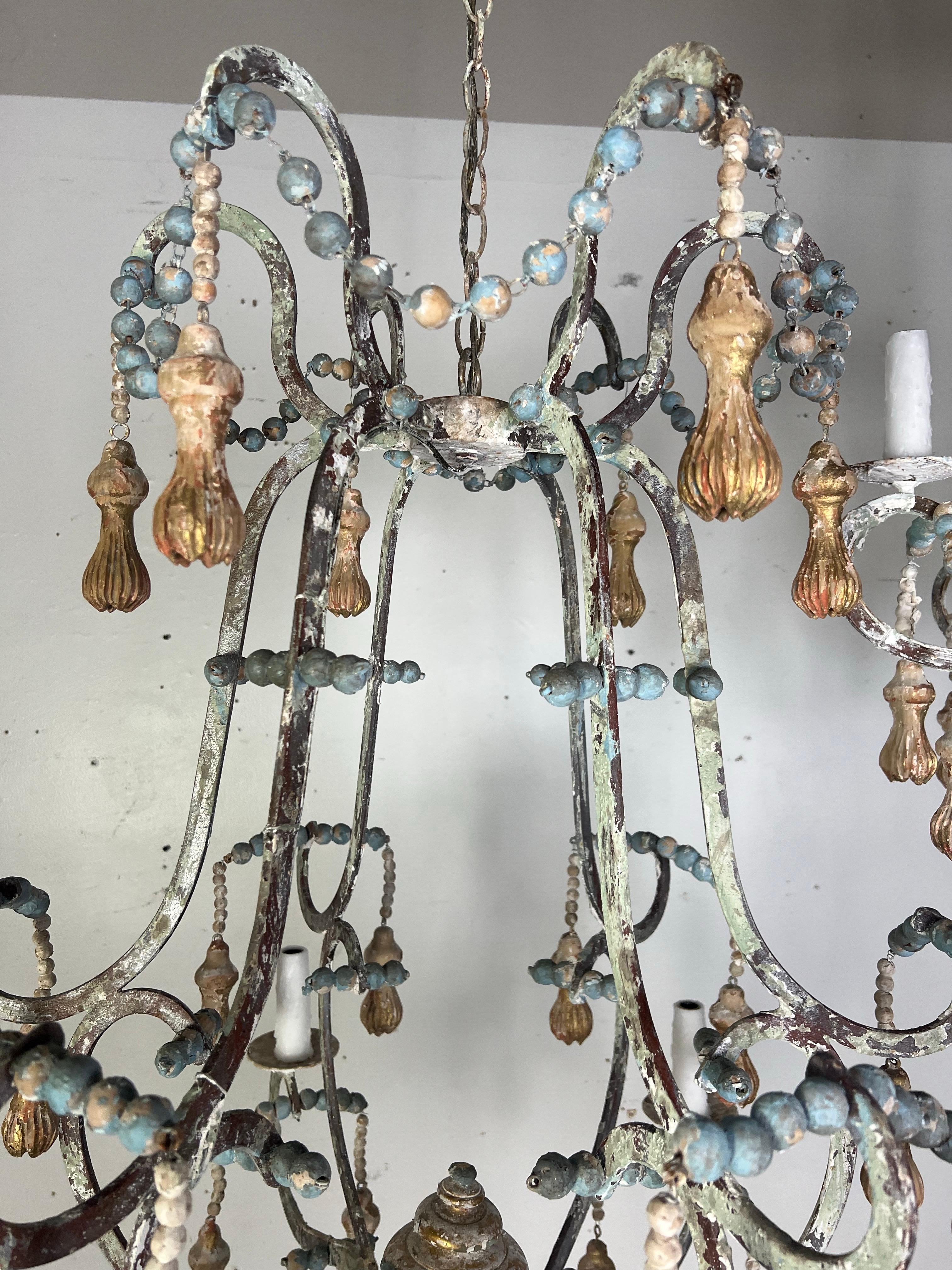 Livorno Wood Beaded Chandelier by Miamar Home For Sale 2