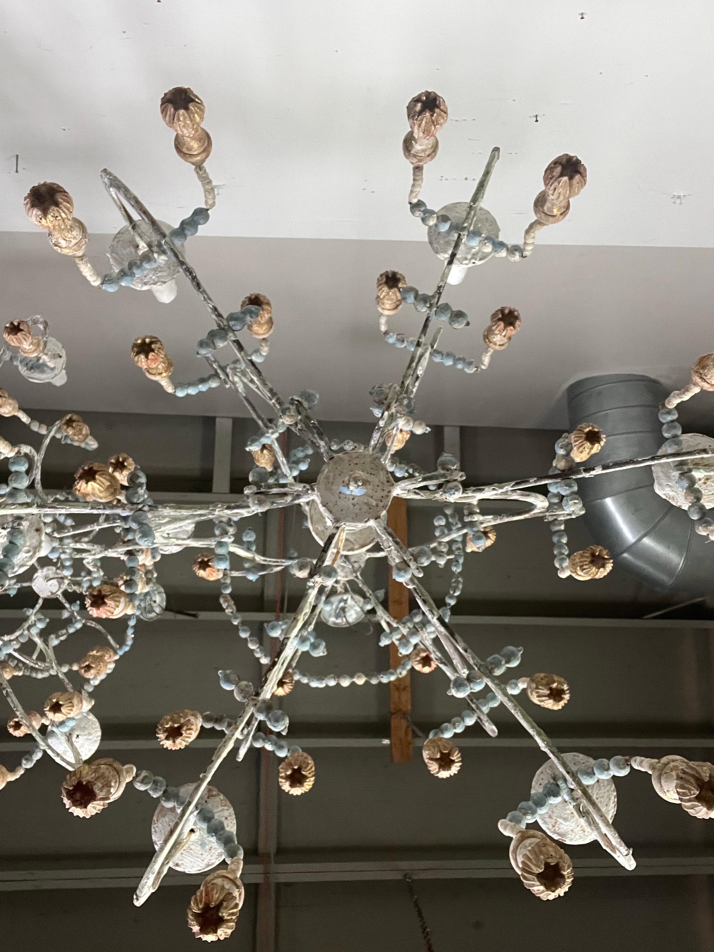 American Livorno Wood Beaded Chandelier by Miamar Home For Sale