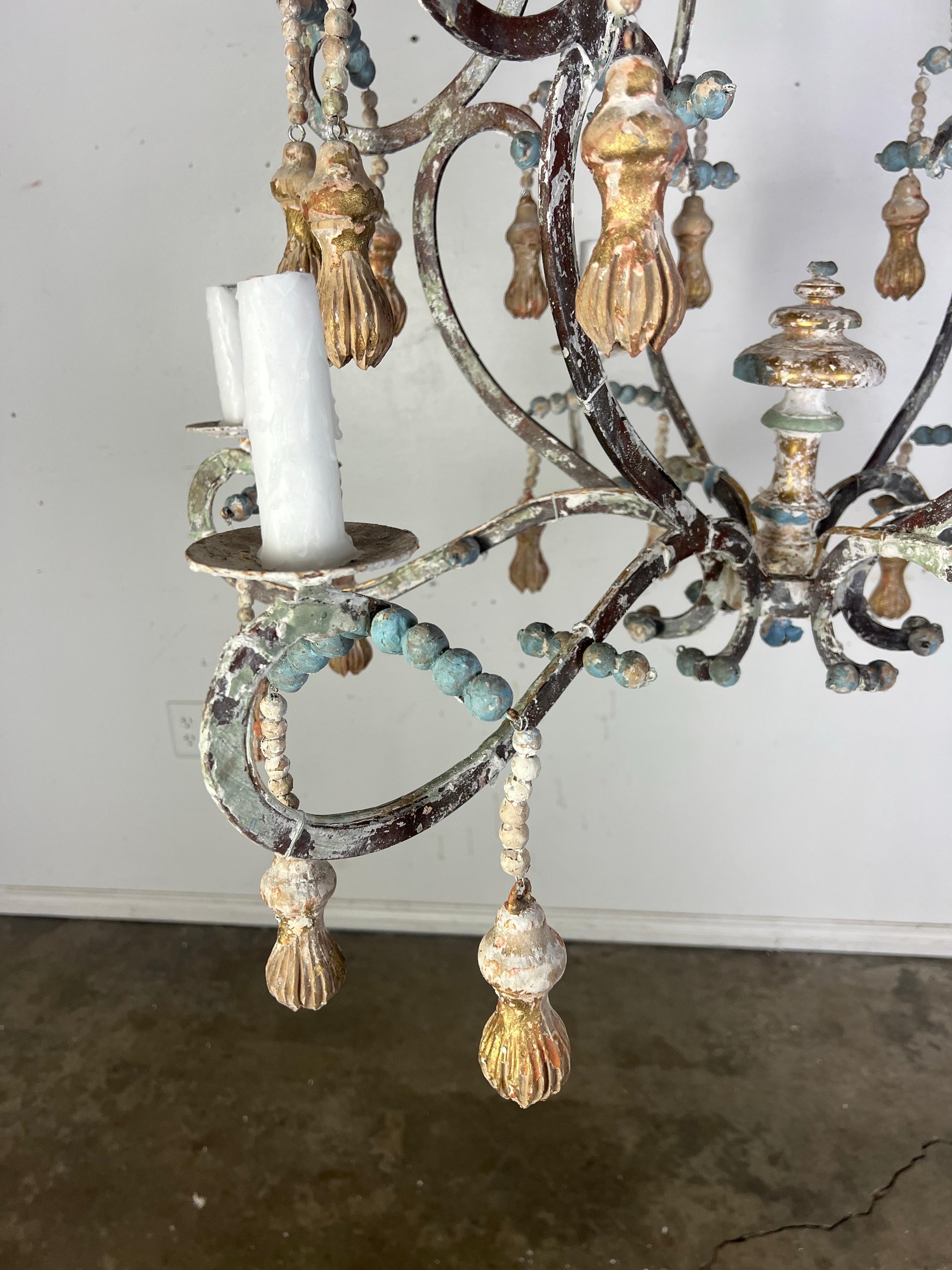 Contemporary Livorno Wood Beaded Chandelier by Miamar Home For Sale