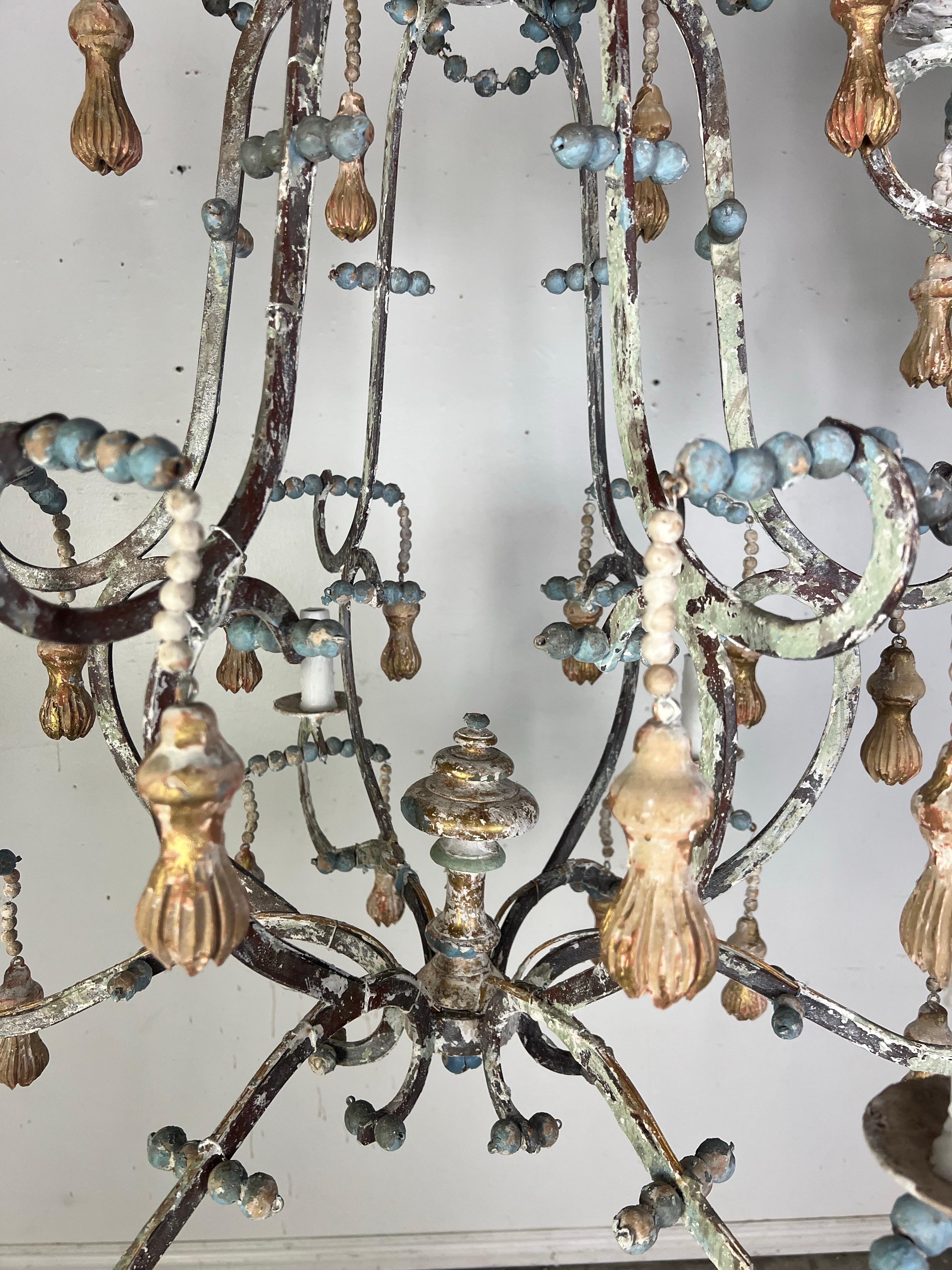 Livorno Wood Beaded Chandelier by Miamar Home For Sale 1