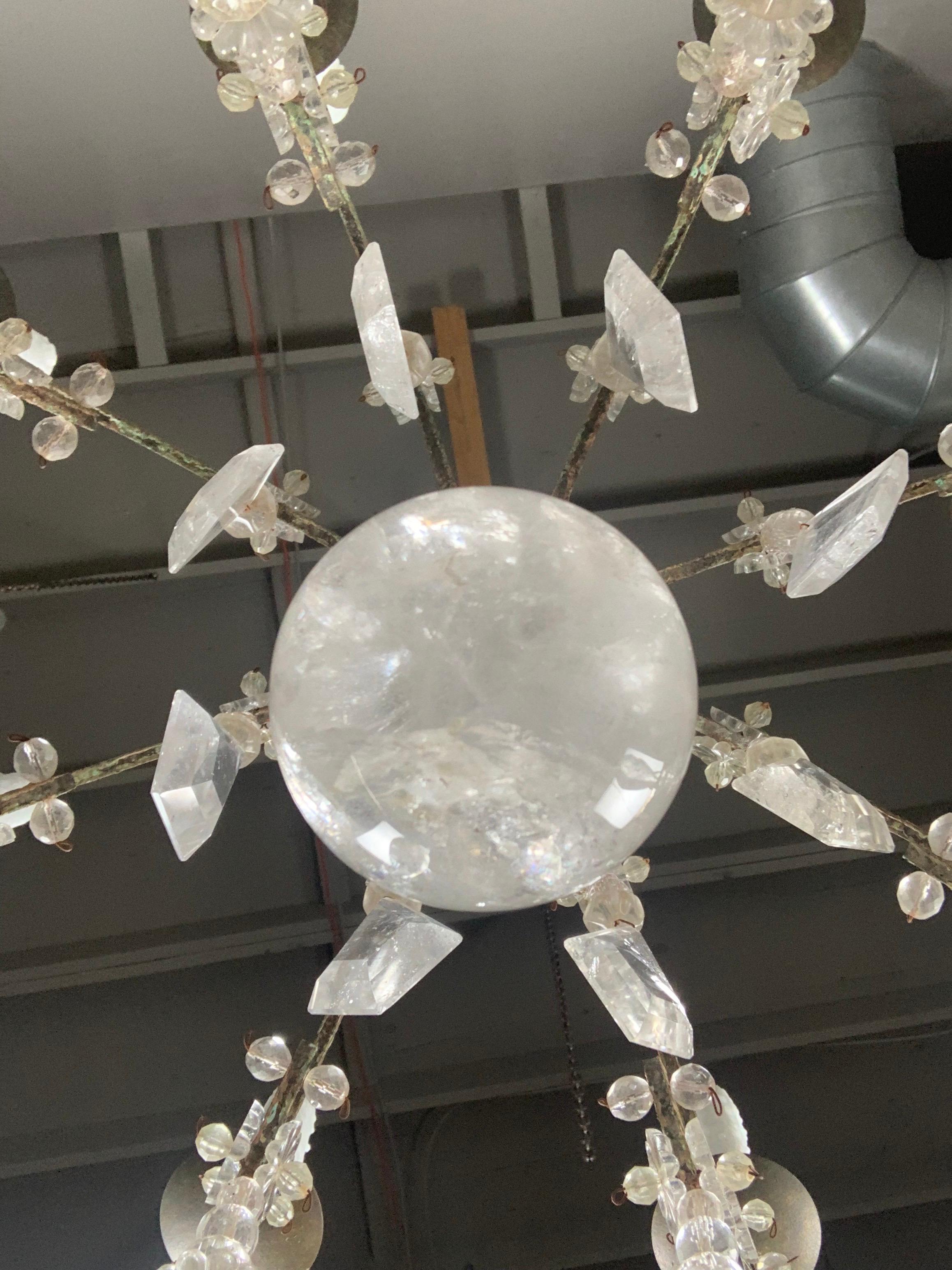 Eight Light Rock Crystal Chandelier C. 1930's For Sale 8