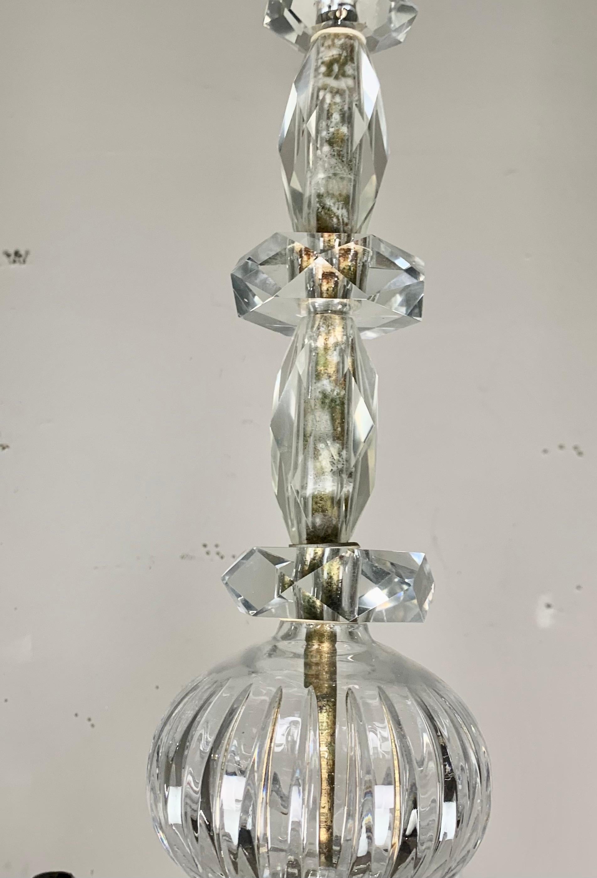 Eight Light Rock Crystal Chandelier C. 1930's For Sale 1