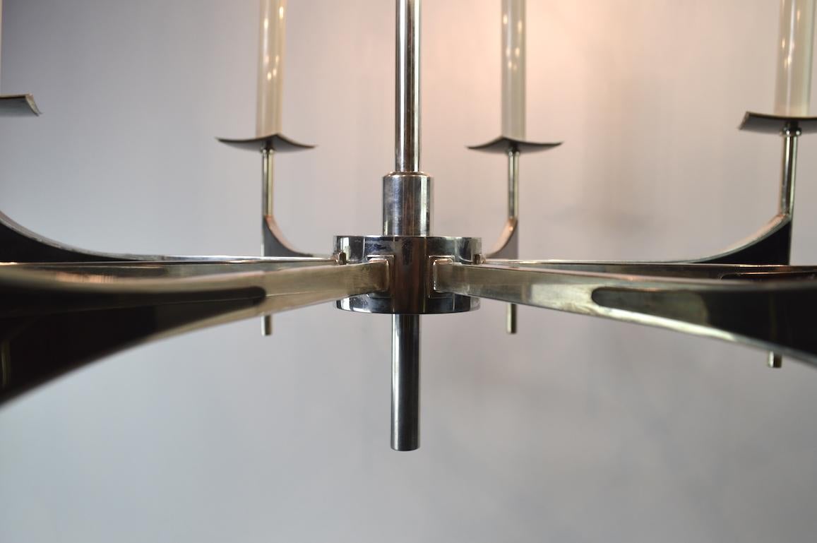 Mid-Century Modern Eight-Light Spoke Chandelier by Sciolari For Sale