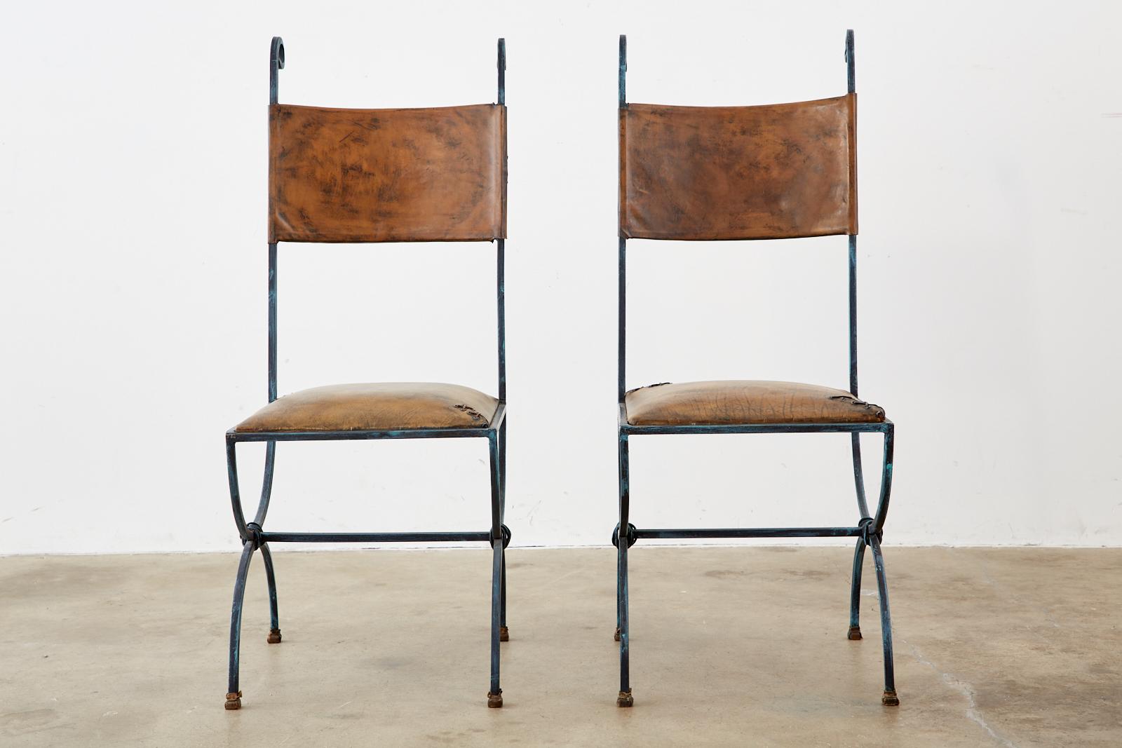 leather and iron dining chairs