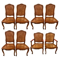 Eight Louis XV Style Country French Dining Chairs, Conference Chairs