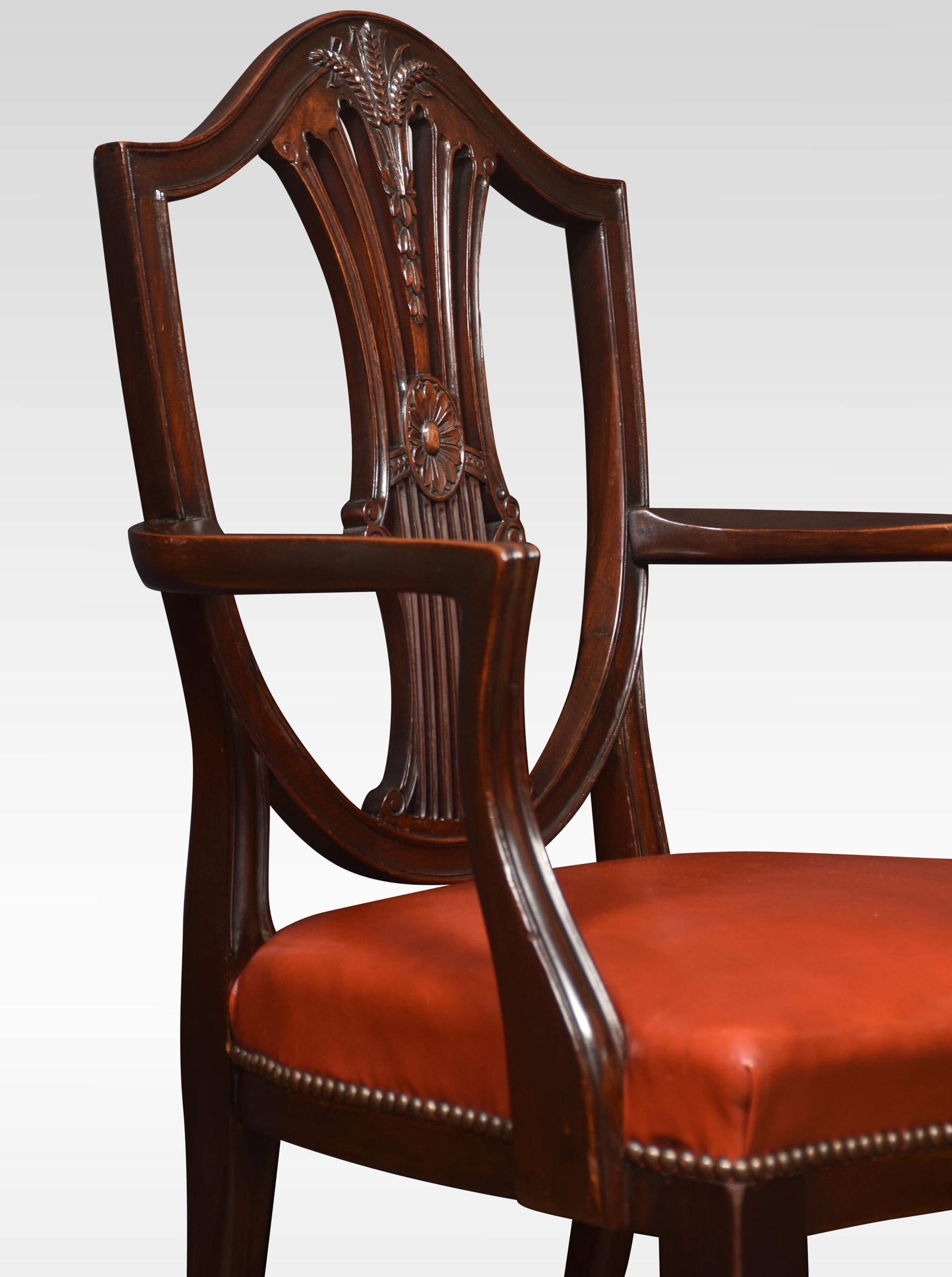British Eight Mahogany Shield Back Dining Chairs For Sale