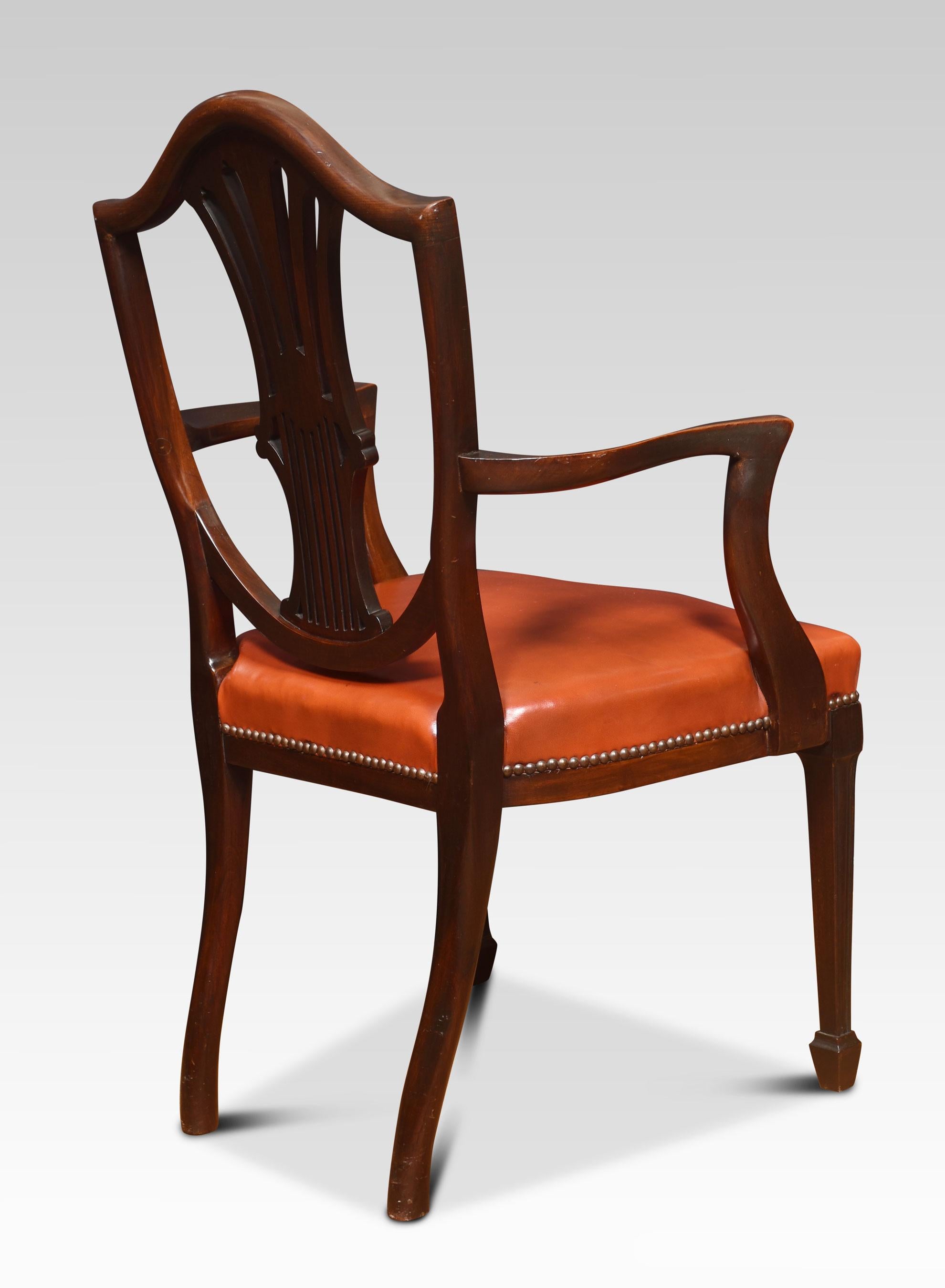 Wood Eight Mahogany Shield Back Dining Chairs For Sale