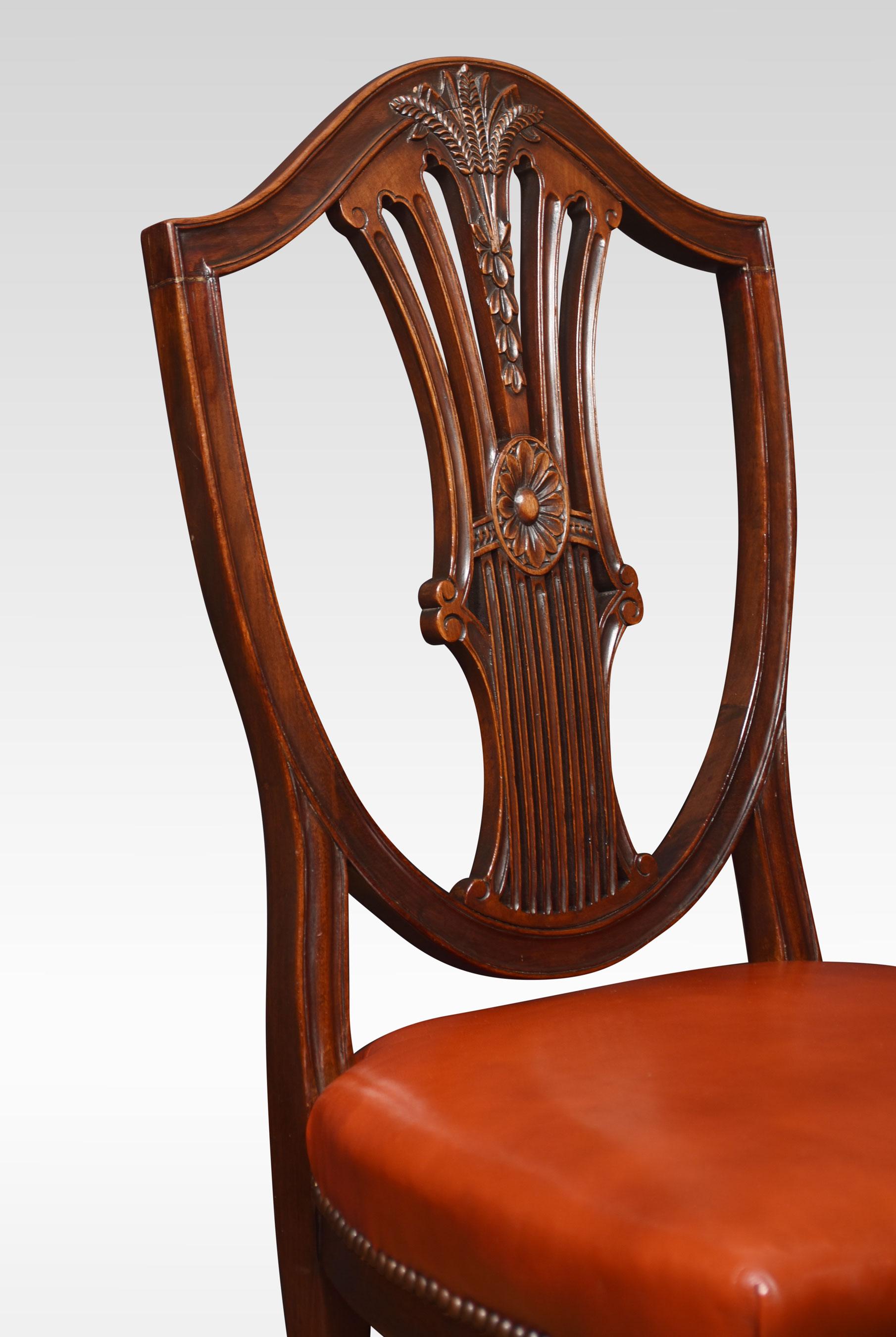 Eight Mahogany Shield Back Dining Chairs For Sale 2
