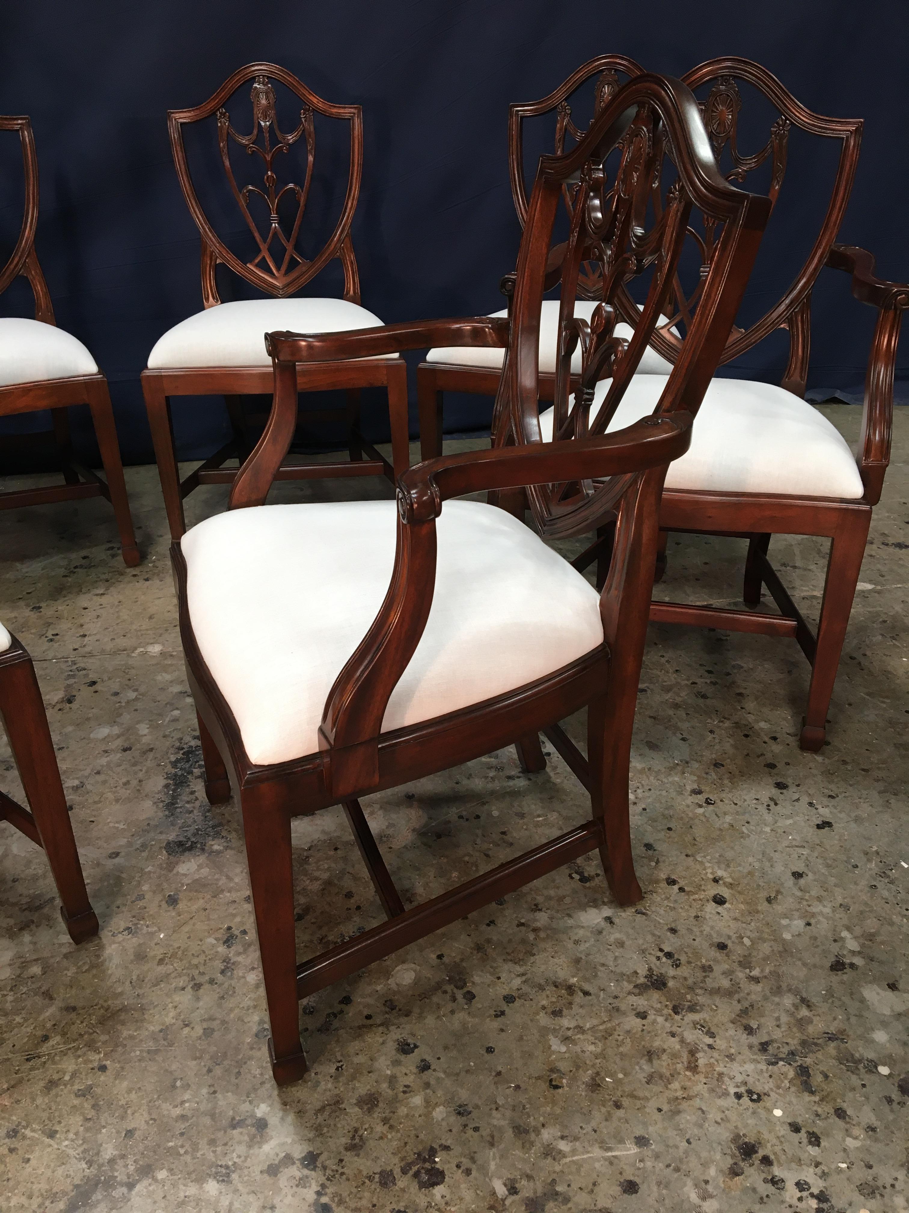 Eight Mahogany Shieldback Dining Chairs by Leighton Hall 6