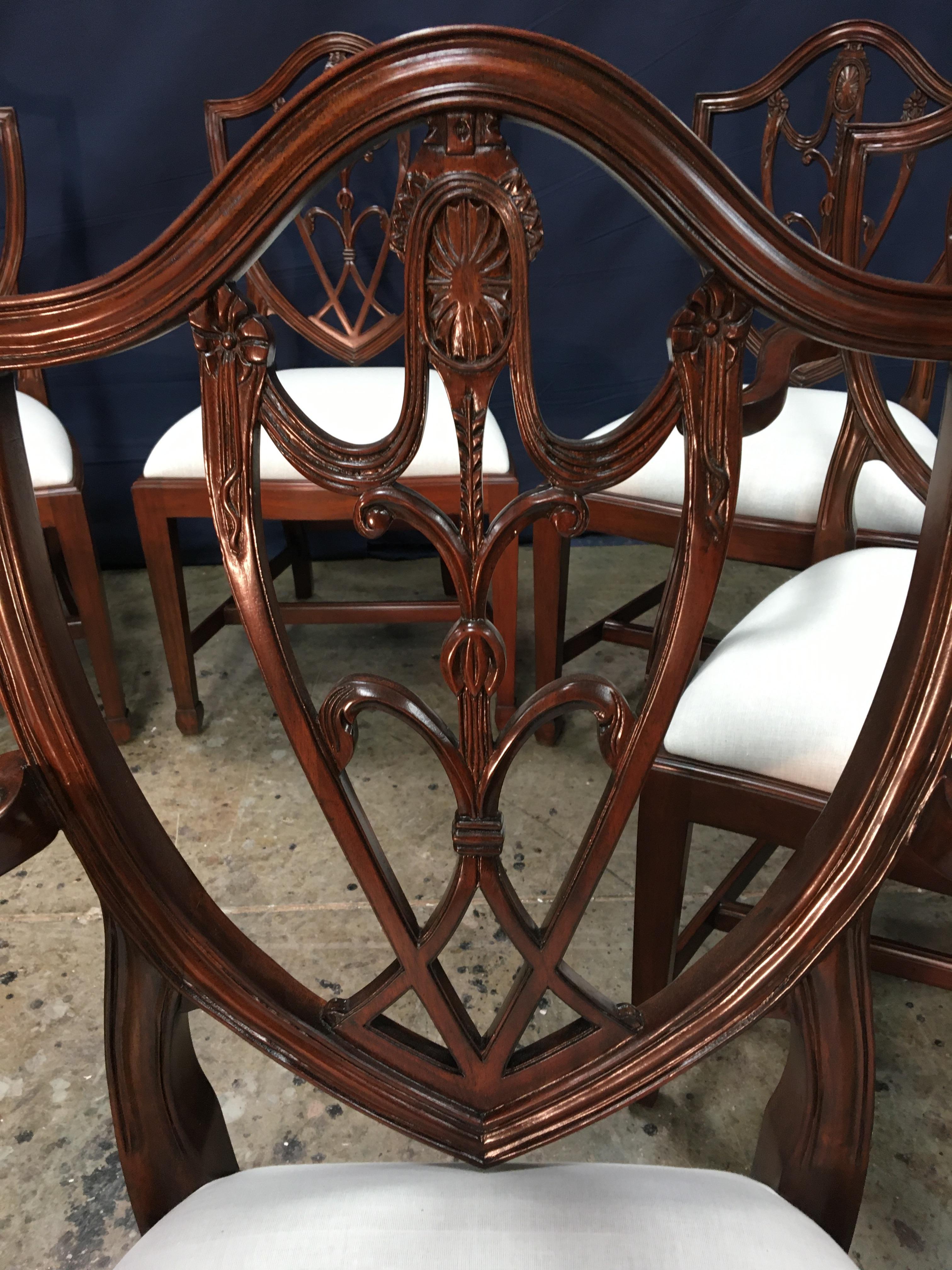Contemporary Eight Mahogany Shieldback Dining Chairs by Leighton Hall