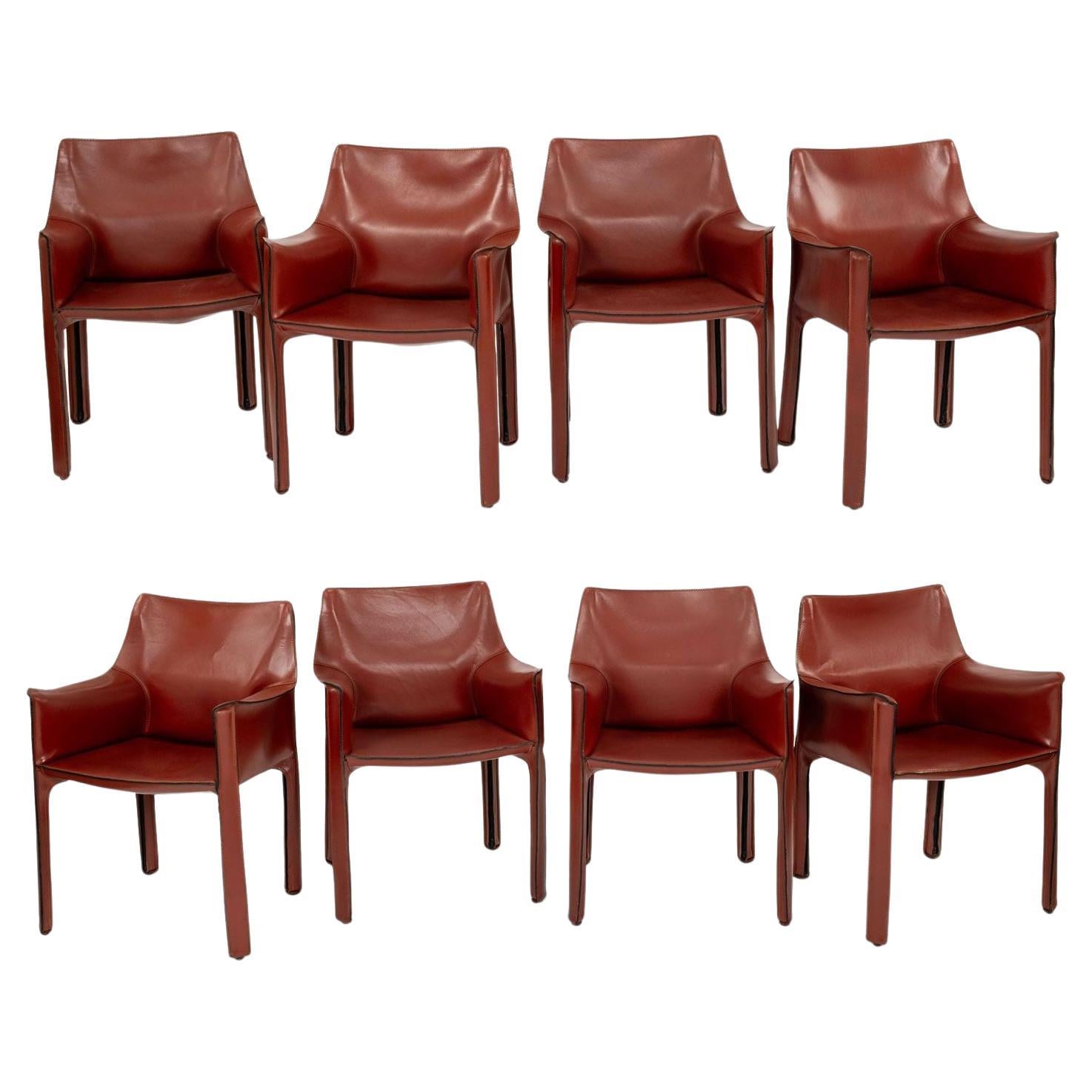 Eight Mario Bellini Cab 413 Armchairs For Sale