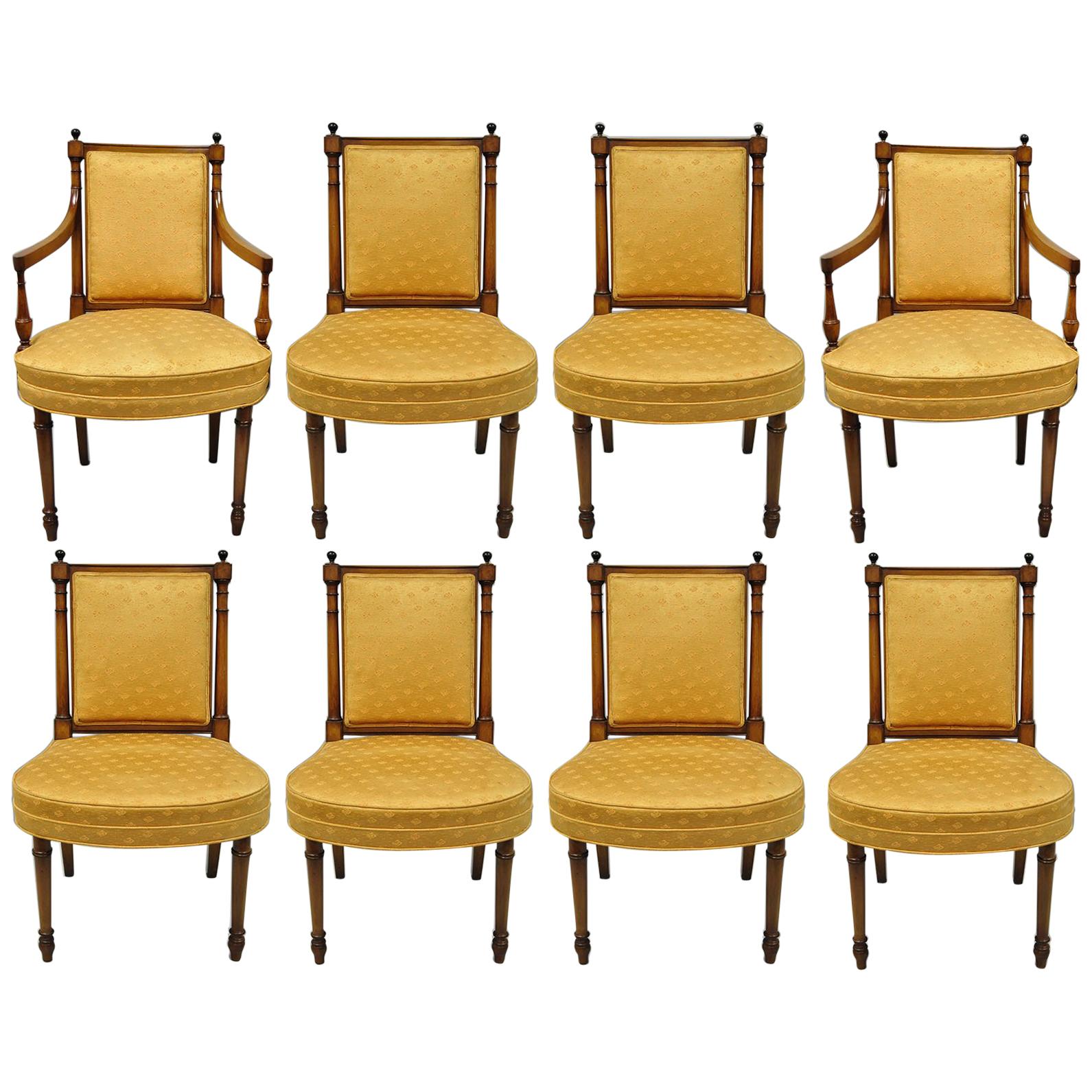 Huit chaises de salle à manger en acajou de style Directoire Empire Maslow Freen