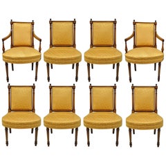 Huit chaises de salle à manger en acajou de style Directoire Empire Maslow Freen