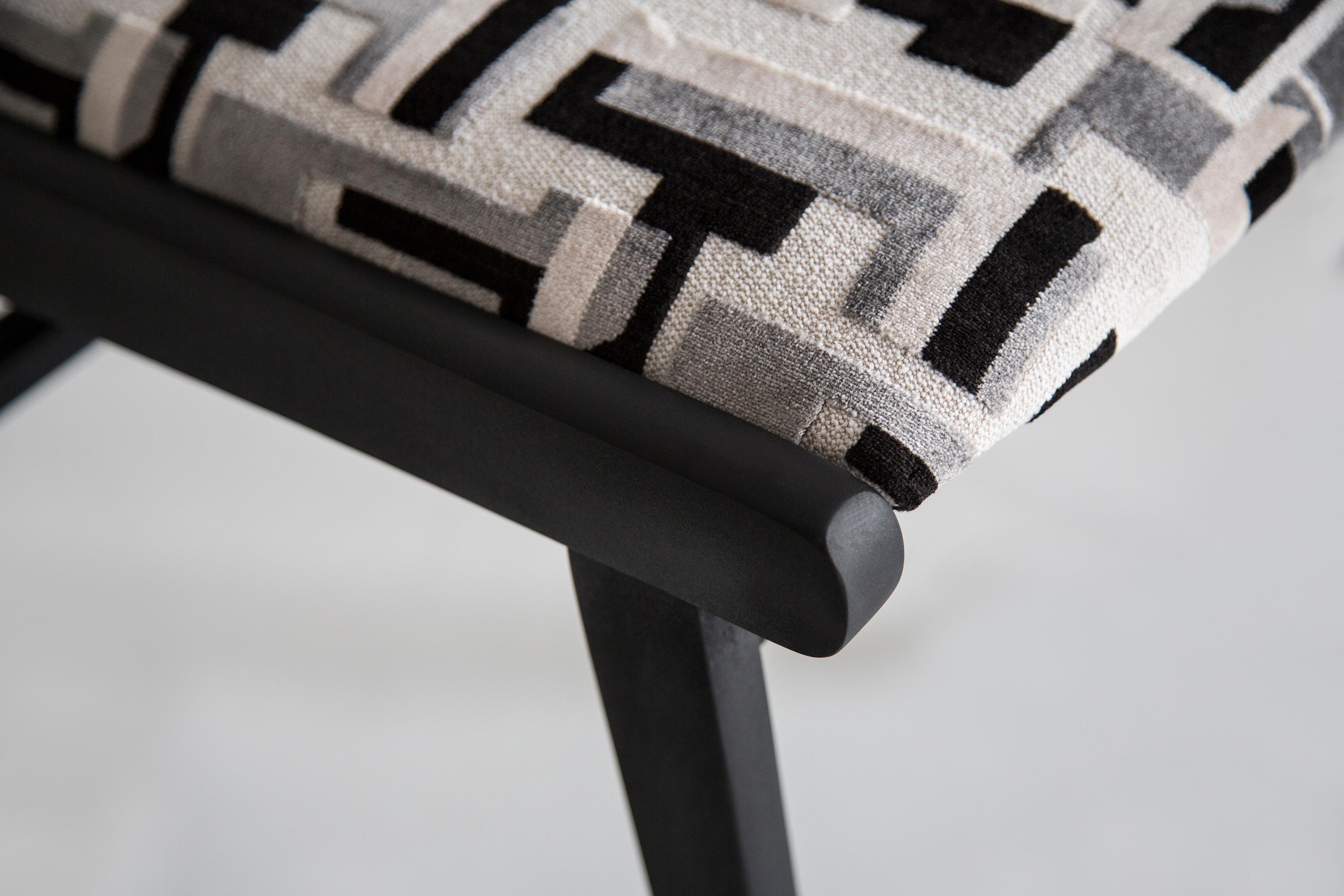 Eight Mid Century Black and White Velvet JAR Chairs, Poland, Europe, 1960s. For Sale 3