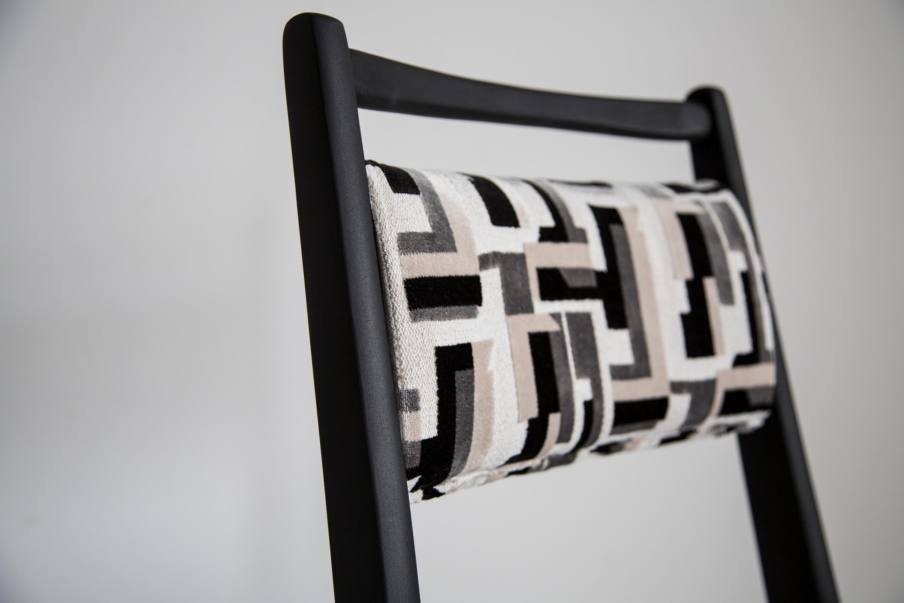 Eight Mid Century Black and White Velvet JAR Chairs, Poland, Europe, 1960s. For Sale 5