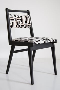 Eight Mid Century Black and White Velvet JAR Chairs, Poland, Europe, 1960s.