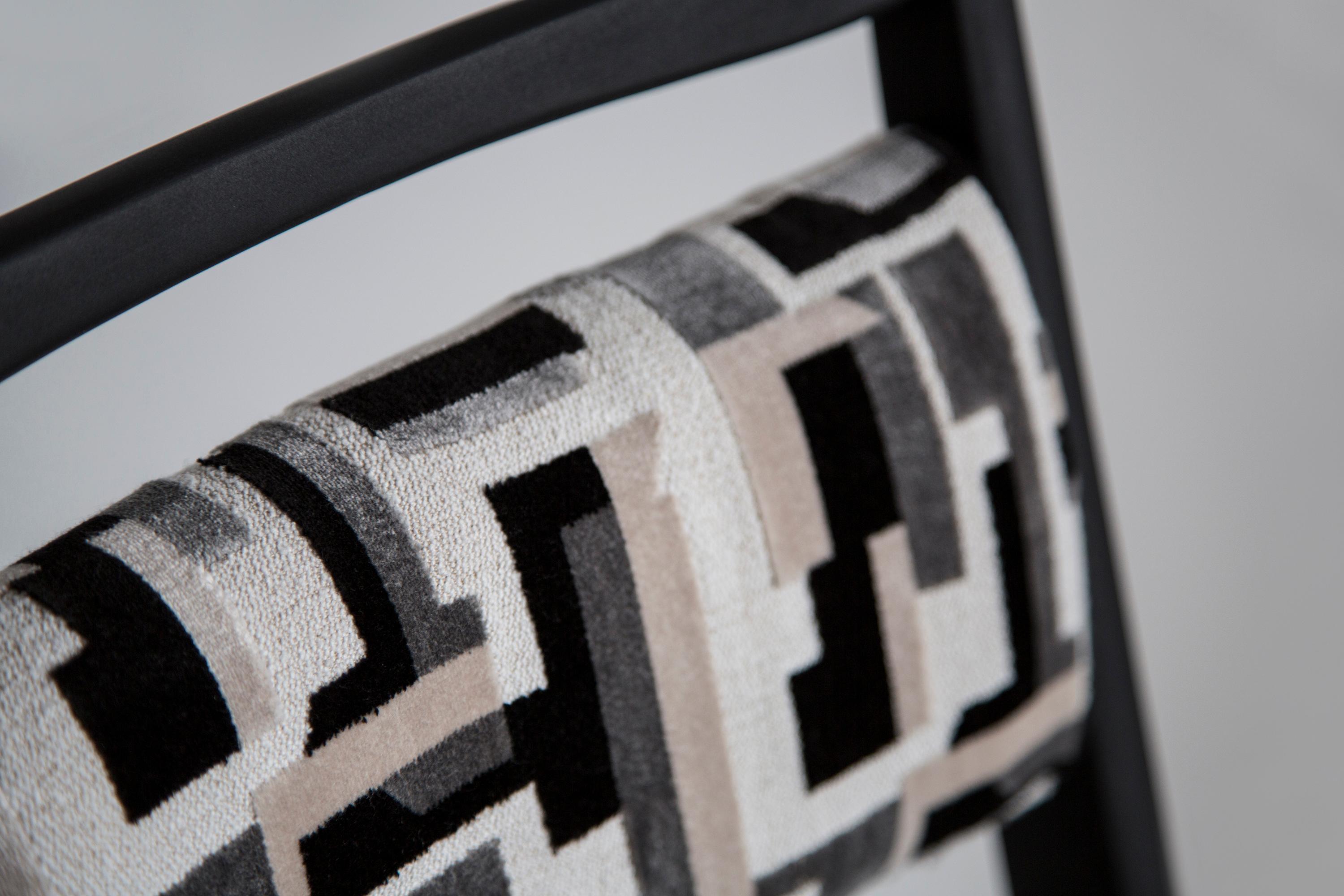 Eight Mid Century Black and White Velvet JAR Chairs, Poland, Europe, 1960s. For Sale 2