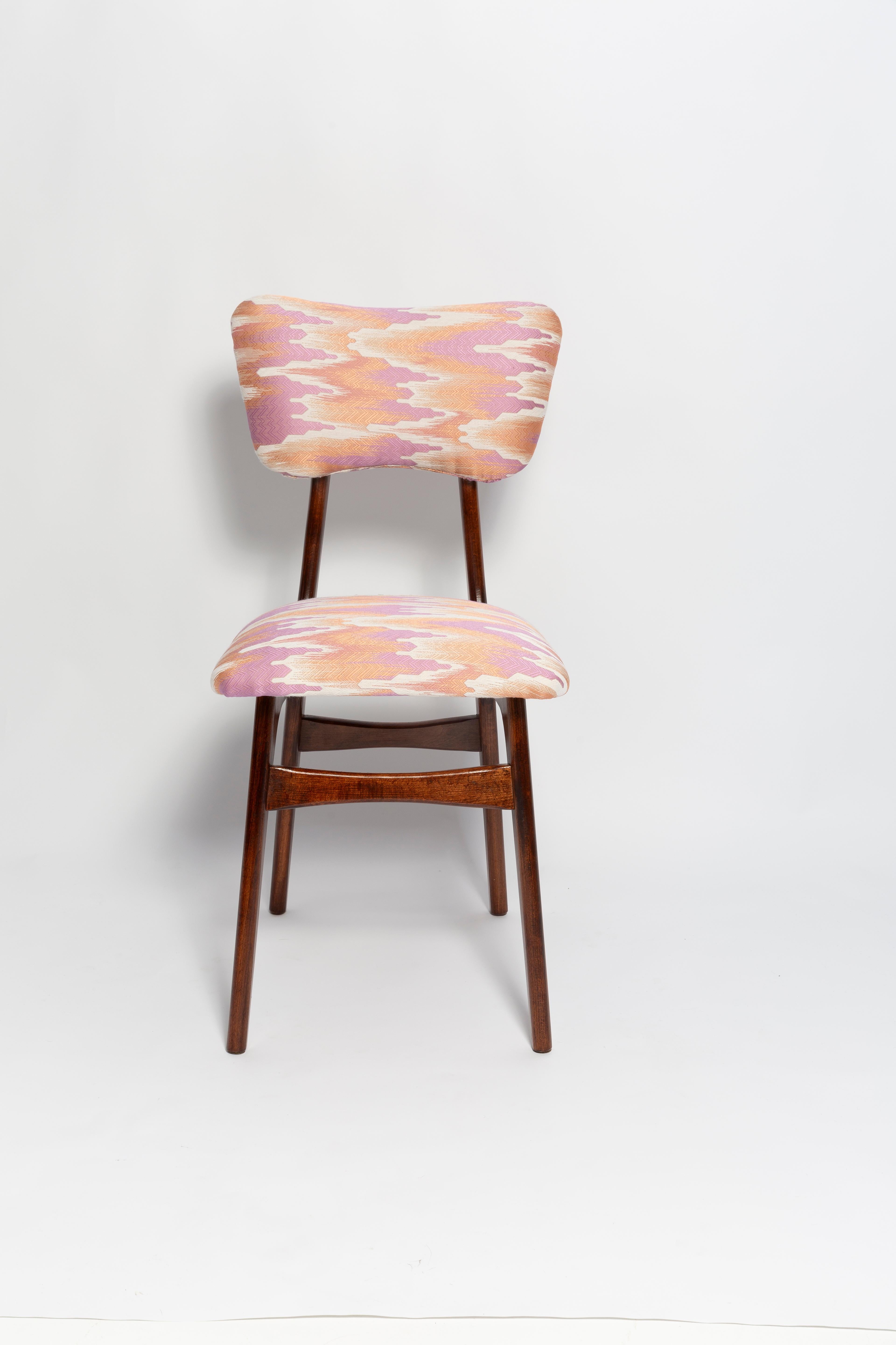 Polish Eight Mid Century Butterfly Chairs, Fandango Jacquard, Dark Wood, Europe, 1960s For Sale
