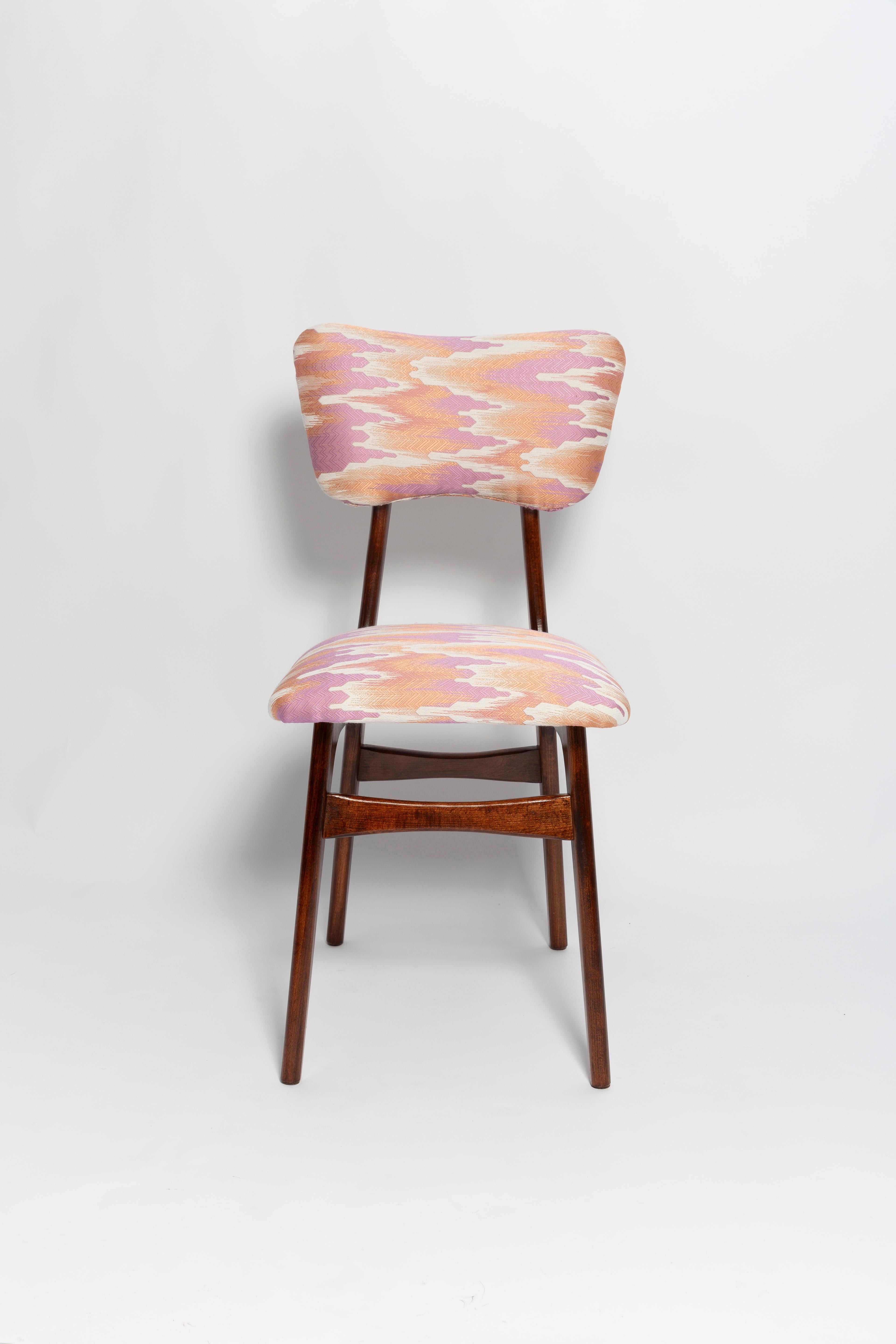 Hand-Crafted Eight Mid Century Butterfly Chairs, Fandango Jacquard, Dark Wood, Europe, 1960s For Sale