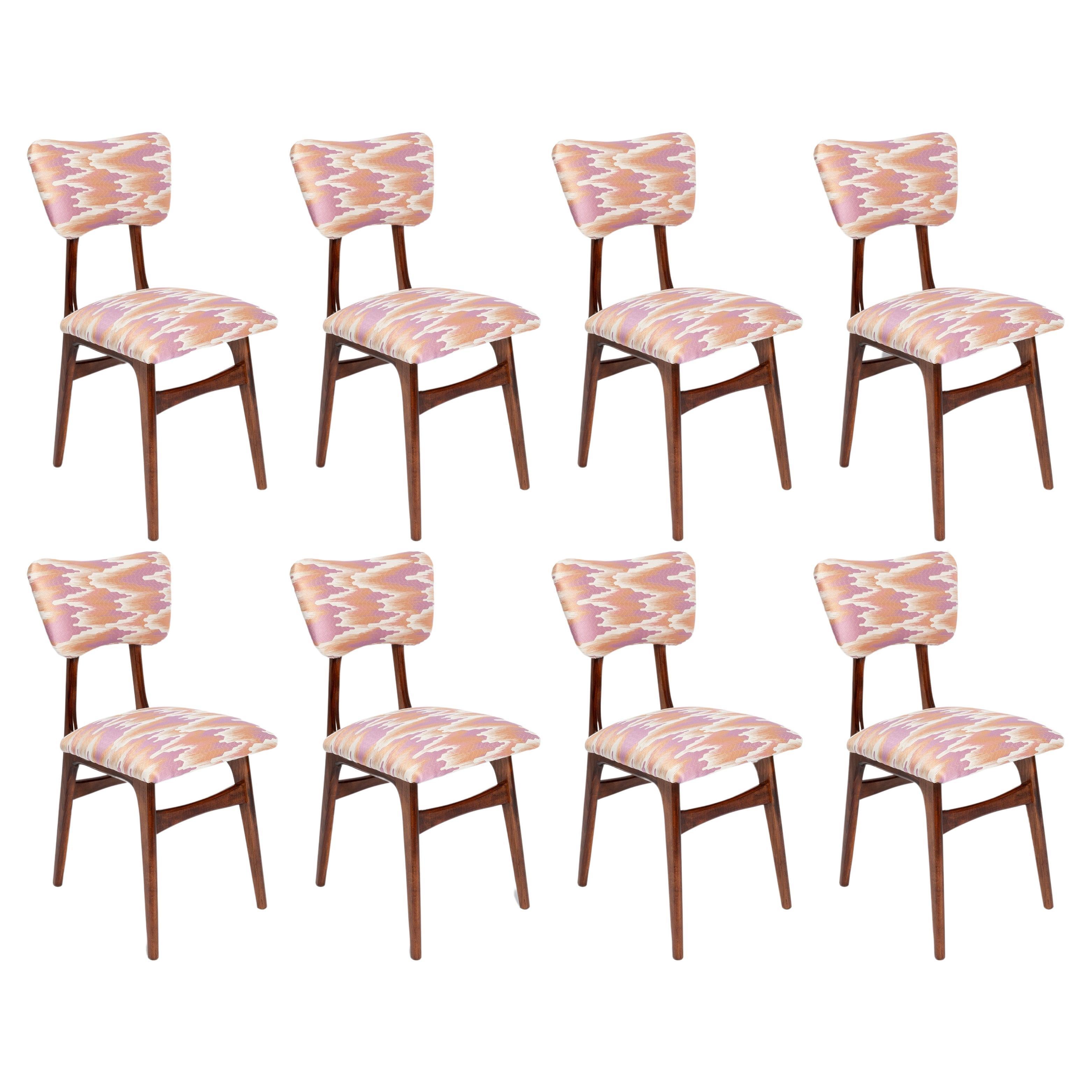 Eight Mid Century Butterfly Chairs, Fandango Jacquard, Dark Wood, Europe, 1960s For Sale