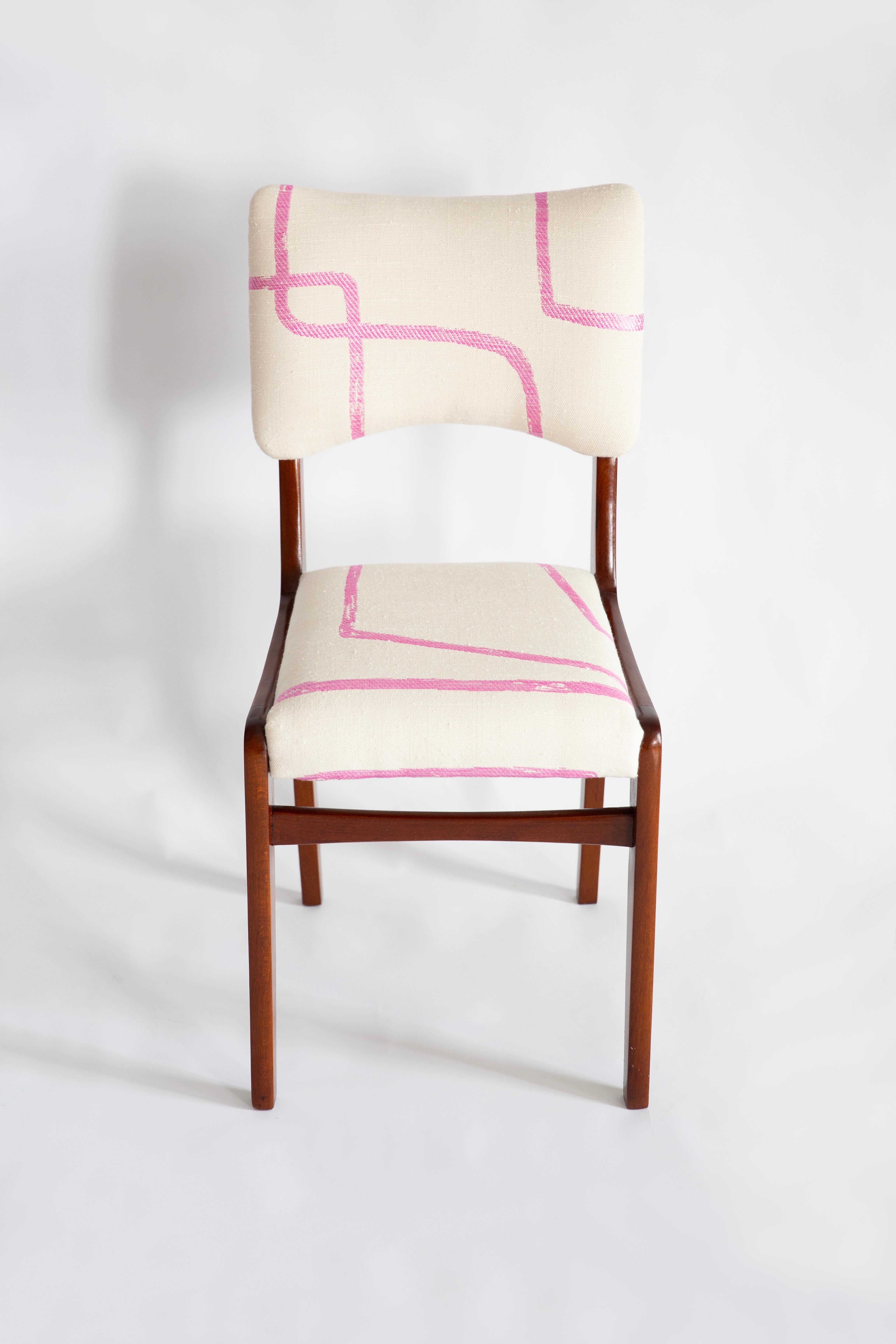 Eight Mid Century Chairs, Promenade Kafkaïenne Jacquard, by Halas, Poland, 1960s For Sale 2