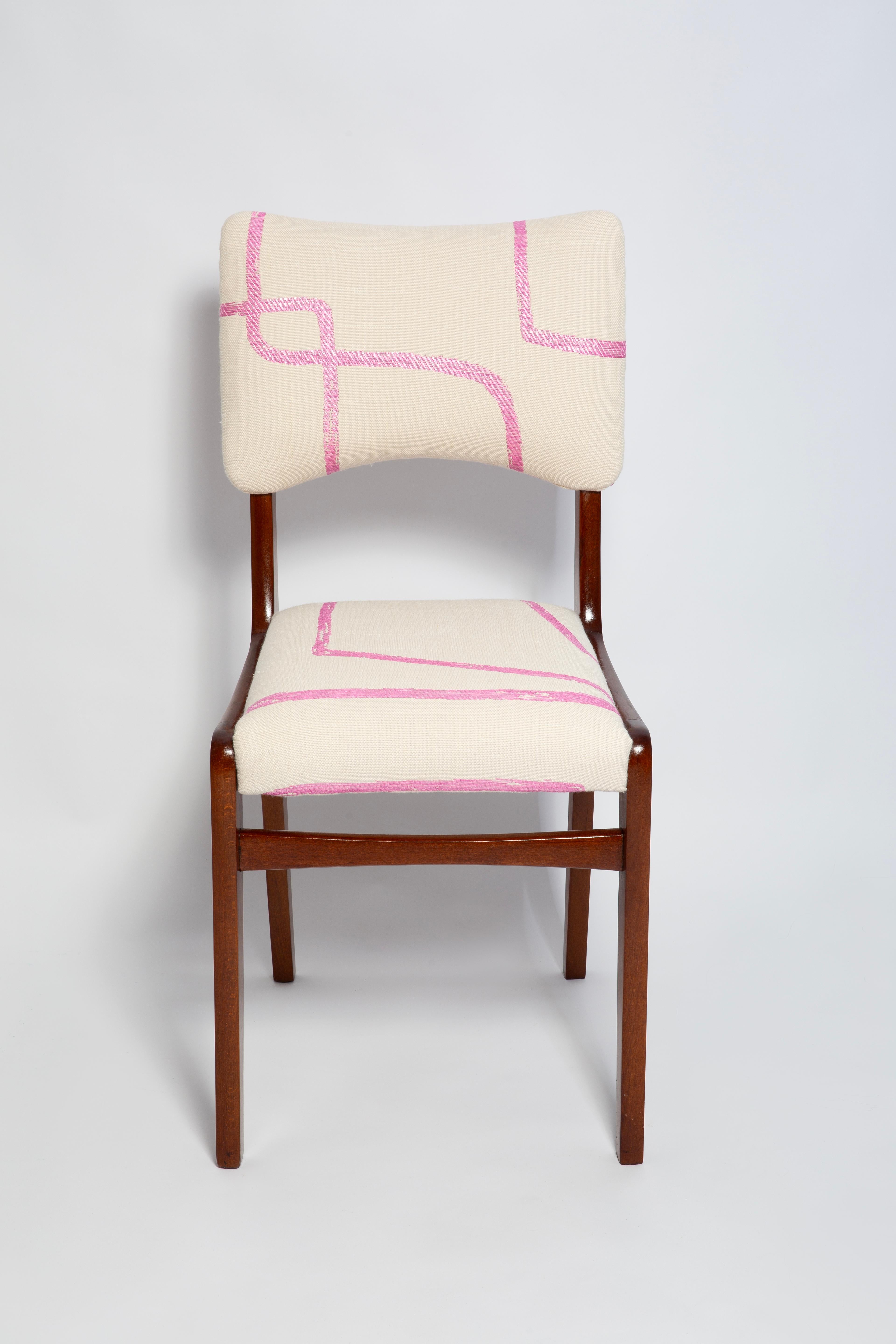 Eight Mid Century Chairs, Promenade Kafkaïenne Jacquard, by Halas, Poland, 1960s For Sale 3