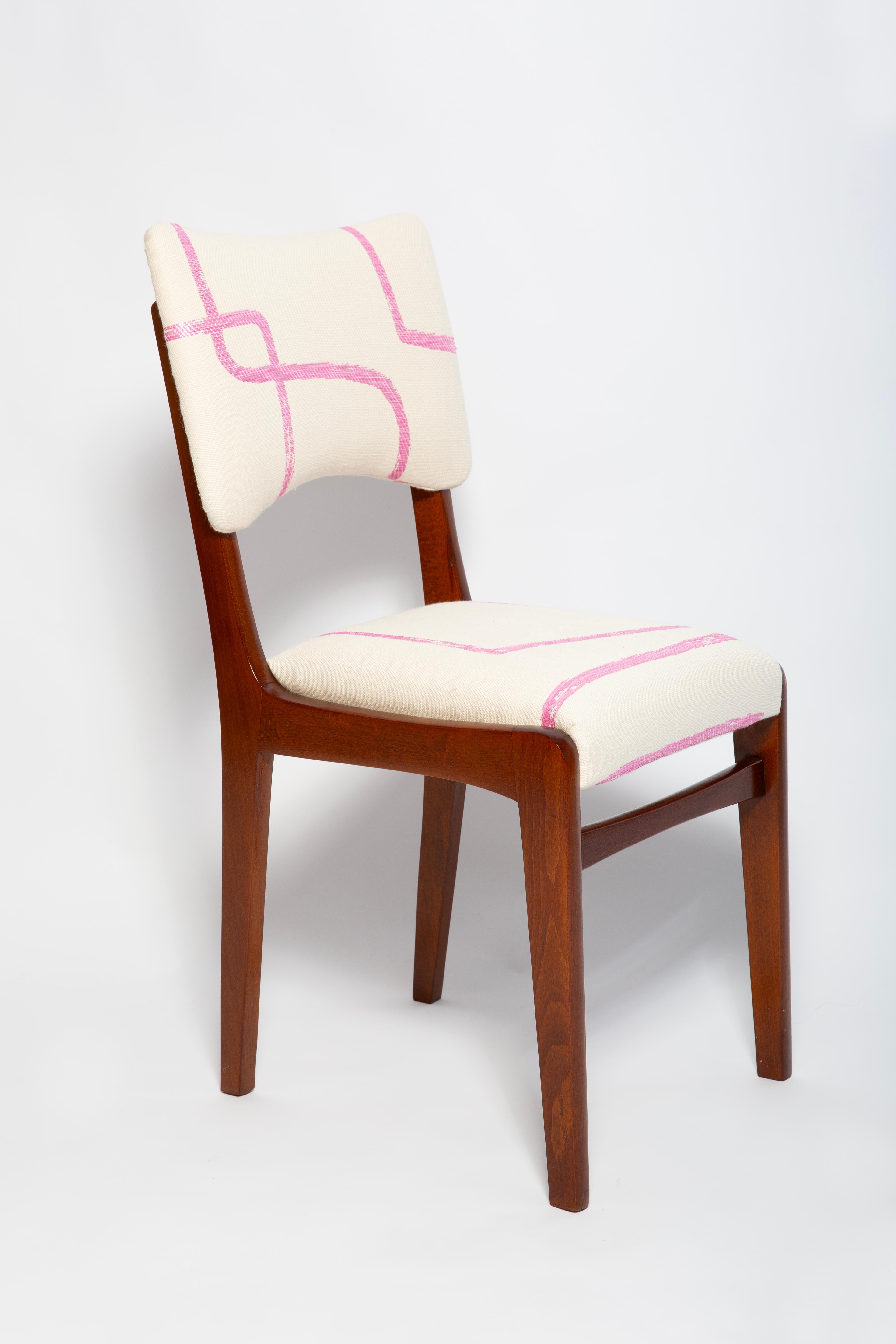 Eight Mid Century Chairs, Promenade Kafkaïenne Jacquard, by Halas, Poland, 1960s For Sale 4