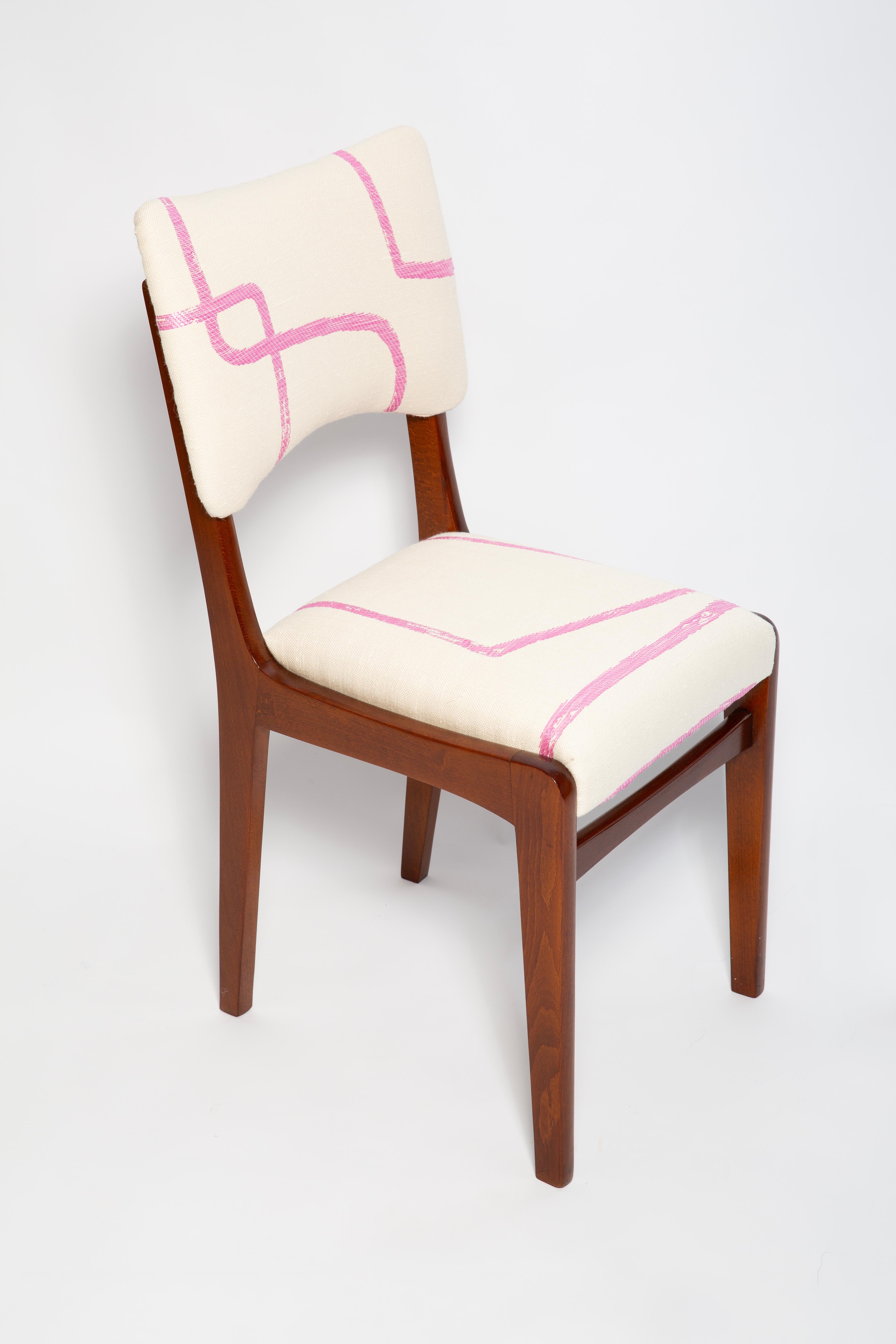 Eight Mid Century Chairs, Promenade Kafkaïenne Jacquard, by Halas, Poland, 1960s For Sale 5