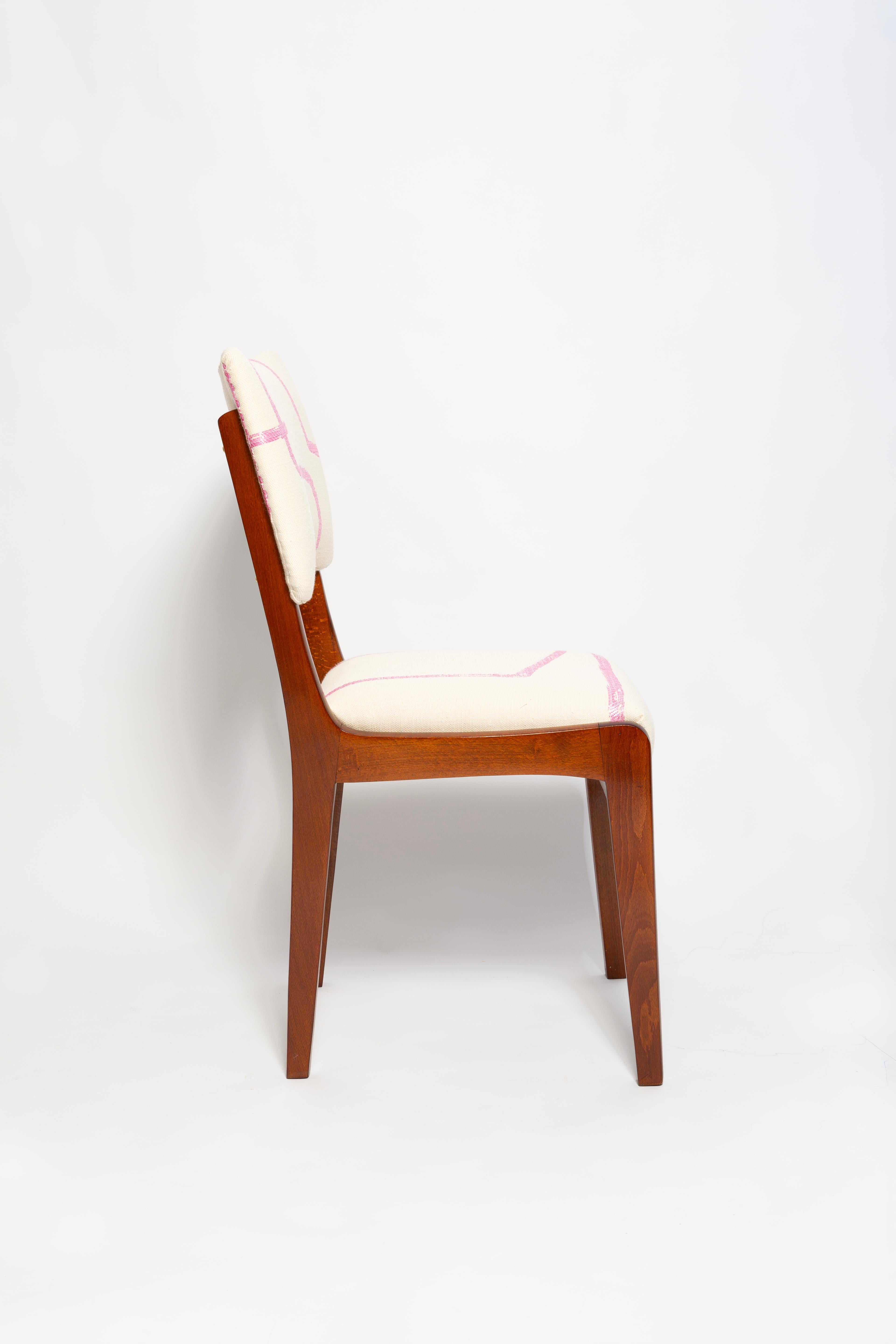 Eight Mid Century Chairs, Promenade Kafkaïenne Jacquard, by Halas, Poland, 1960s For Sale 6