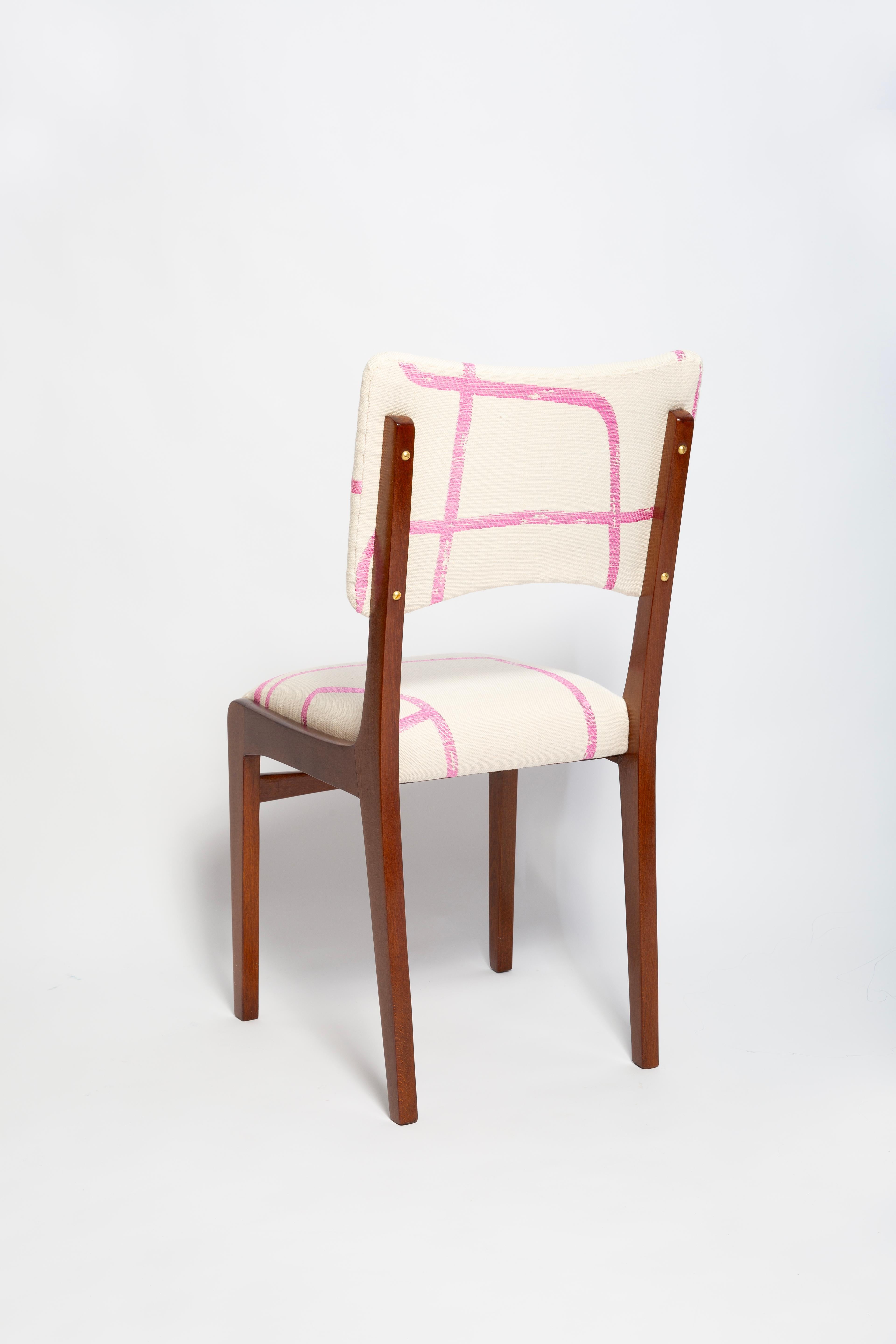 Eight Mid Century Chairs, Promenade Kafkaïenne Jacquard, by Halas, Poland, 1960s For Sale 7
